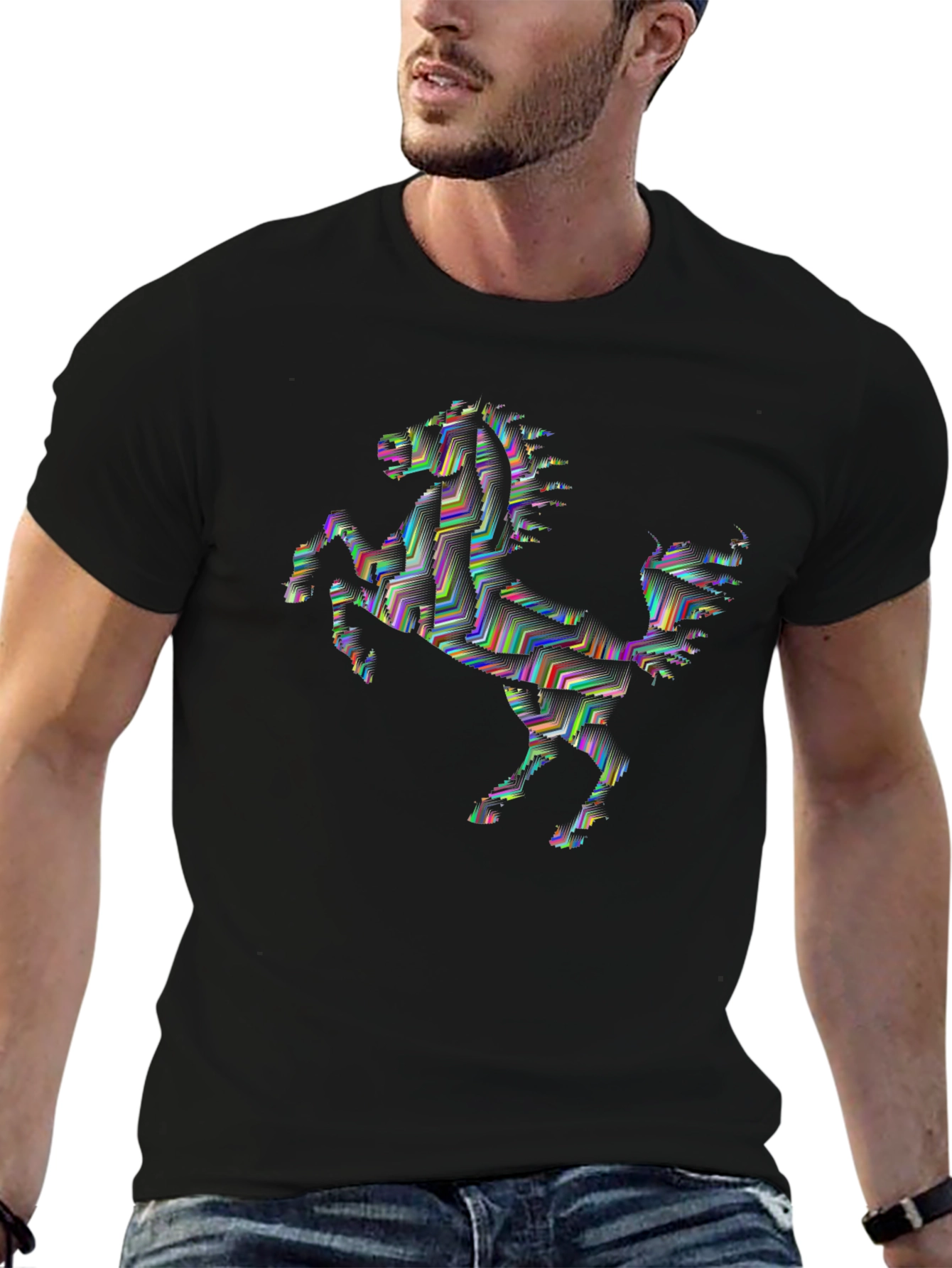 Abstract Horse Graphic Tee - Black