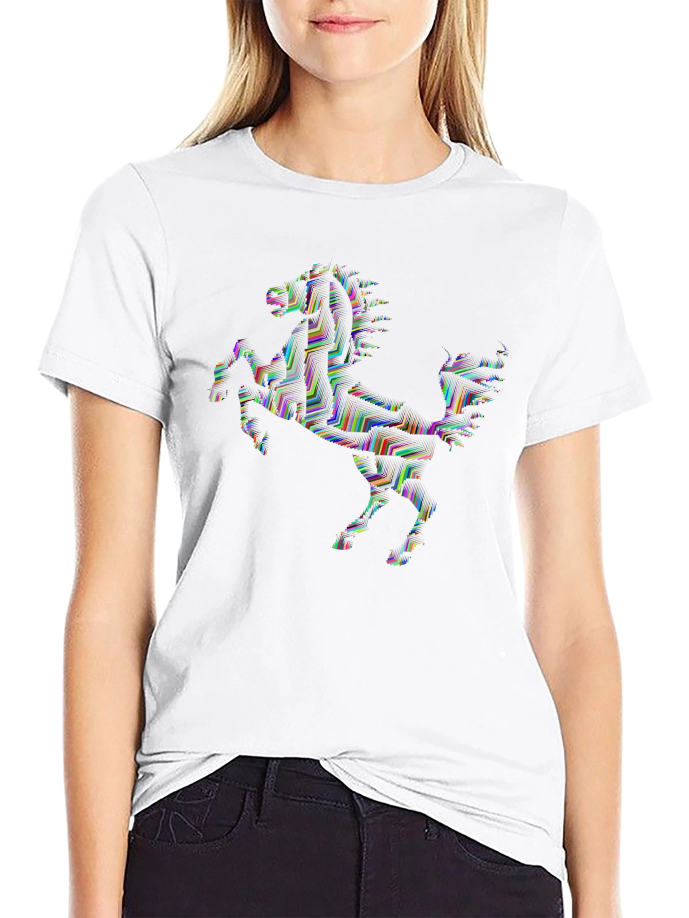 Abstract Horse Graphic Tee - Black