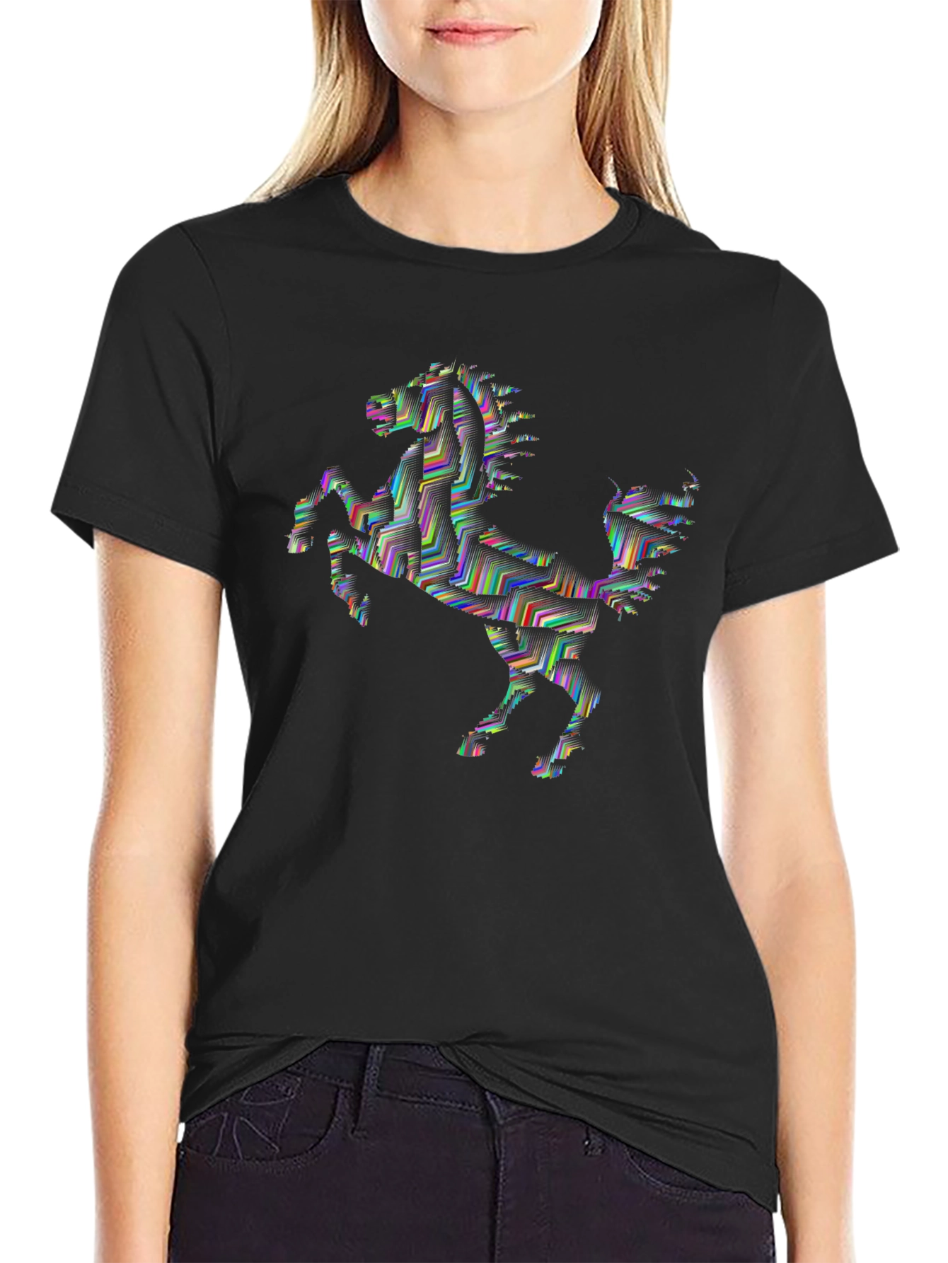 Abstract Horse Graphic Tee - Black