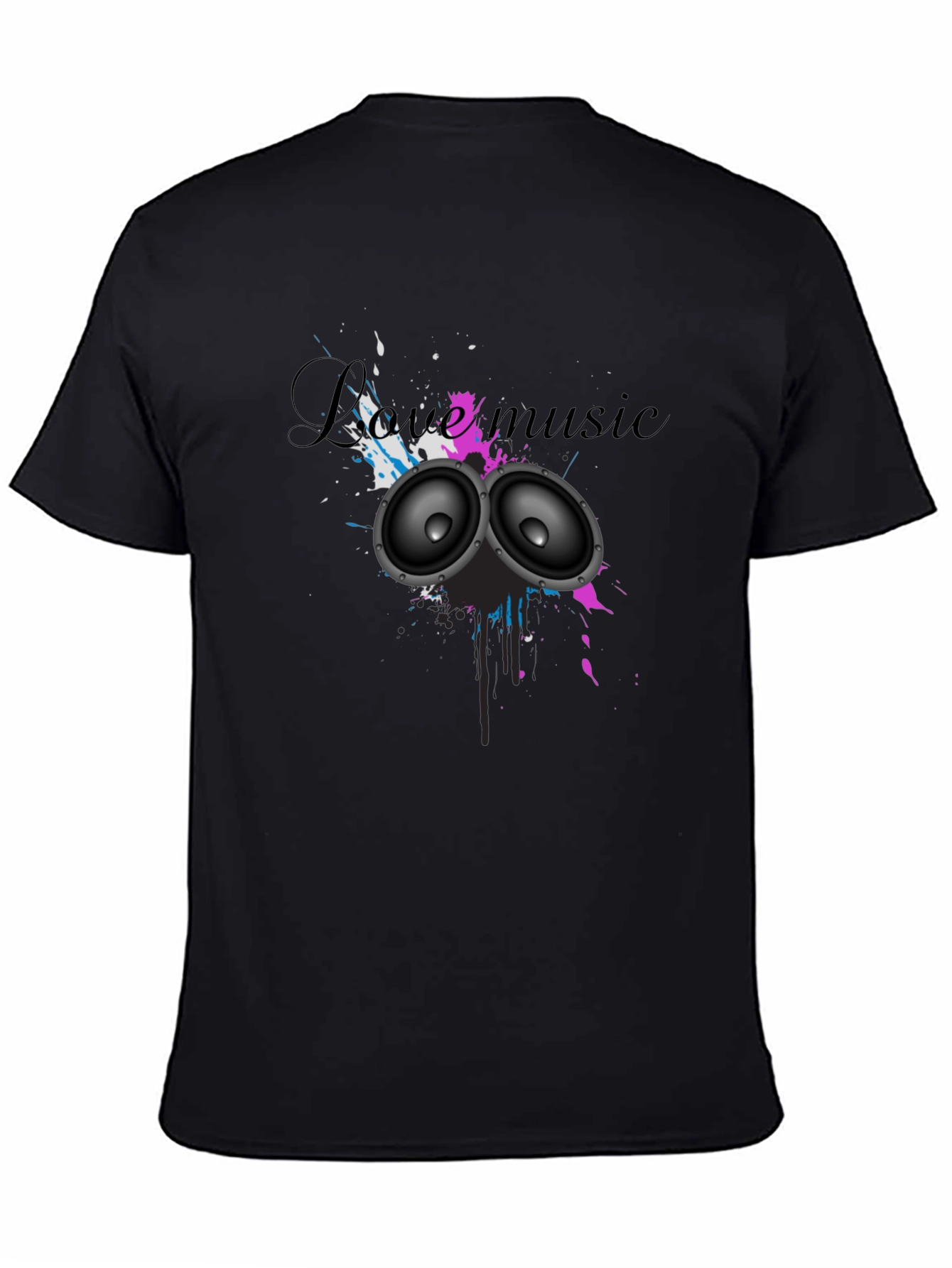 Love Music Graphic Black T-Shirt