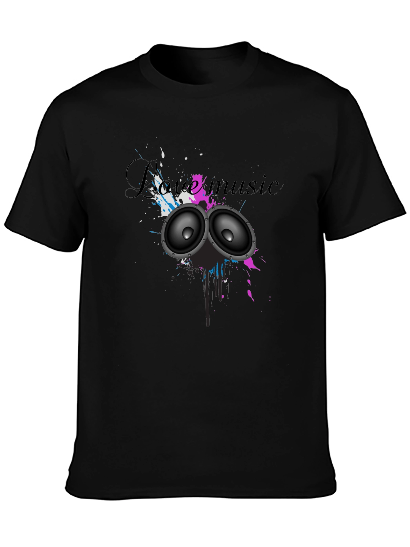 Love Music Graphic Black T-Shirt