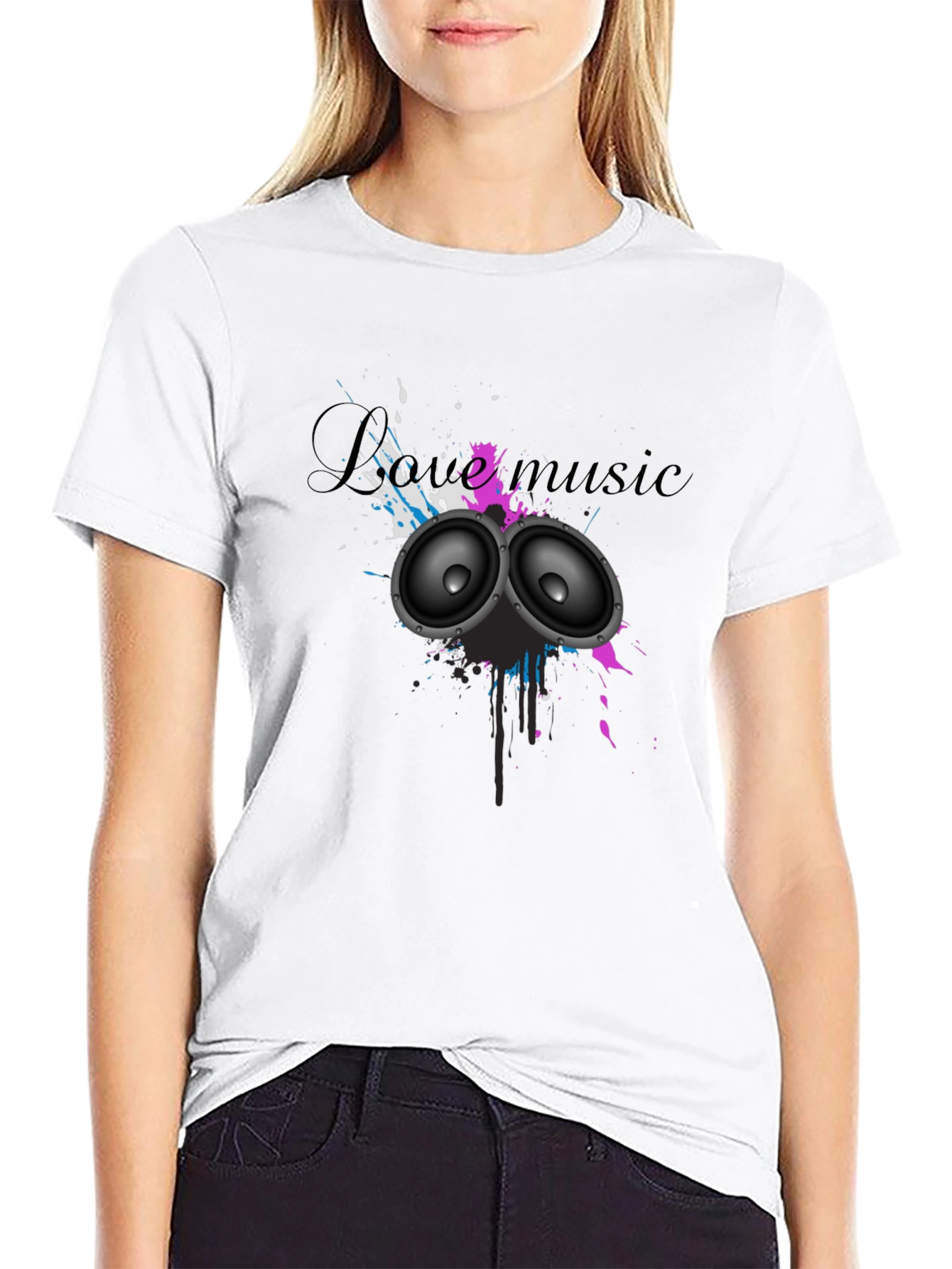 Love Music Graphic Black T-Shirt