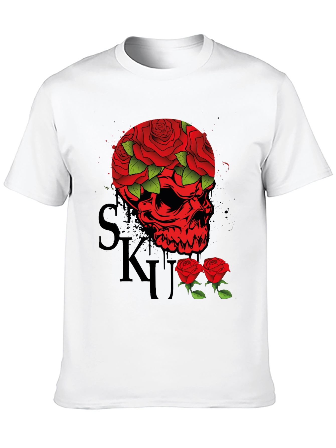 Skull & Roses Graphic Tee - Mens Black T-Shirt