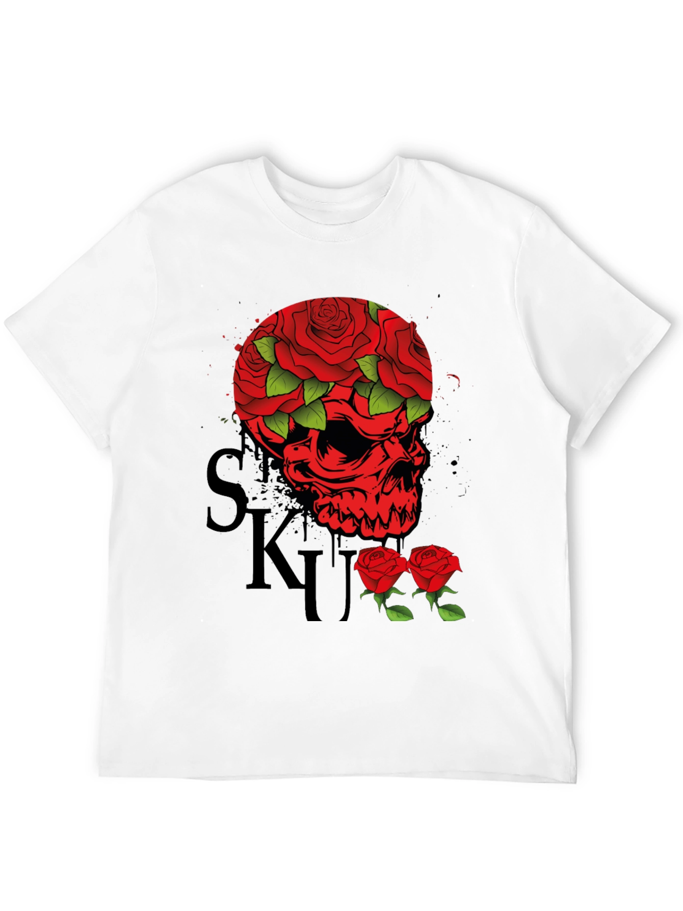 Skull & Roses Graphic Tee - Mens Black T-Shirt