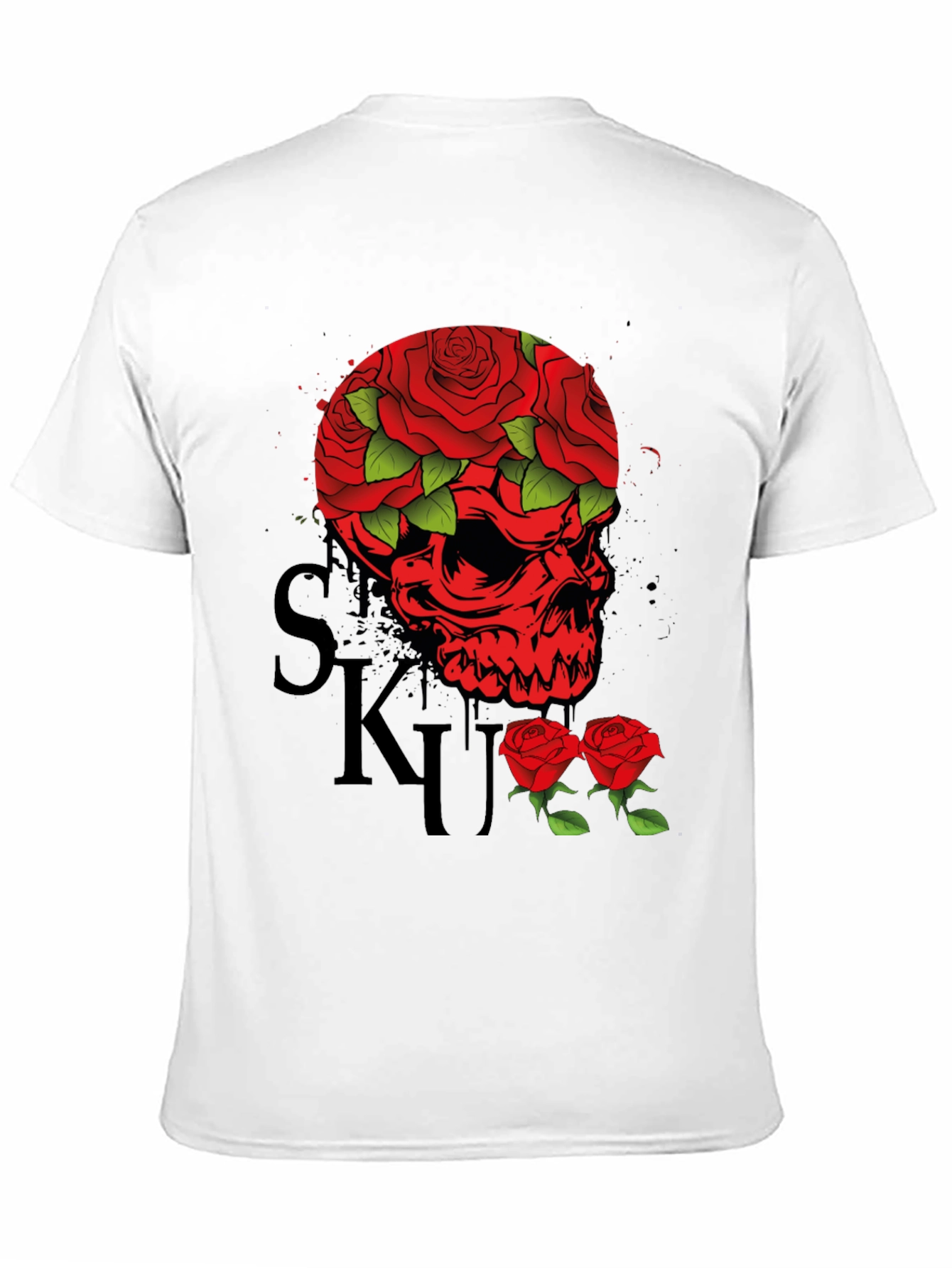 Skull & Roses Graphic Tee - Mens Black T-Shirt