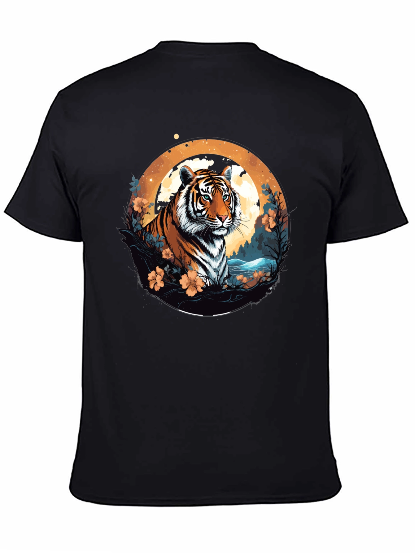 Tiger Graphic Tee - Black Cotton Blend T-Shirt