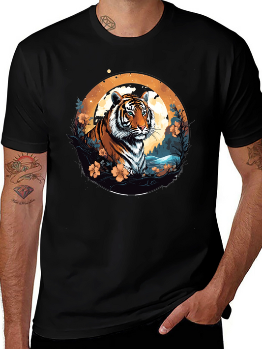 Tiger Graphic Tee - Black Cotton Blend T-Shirt