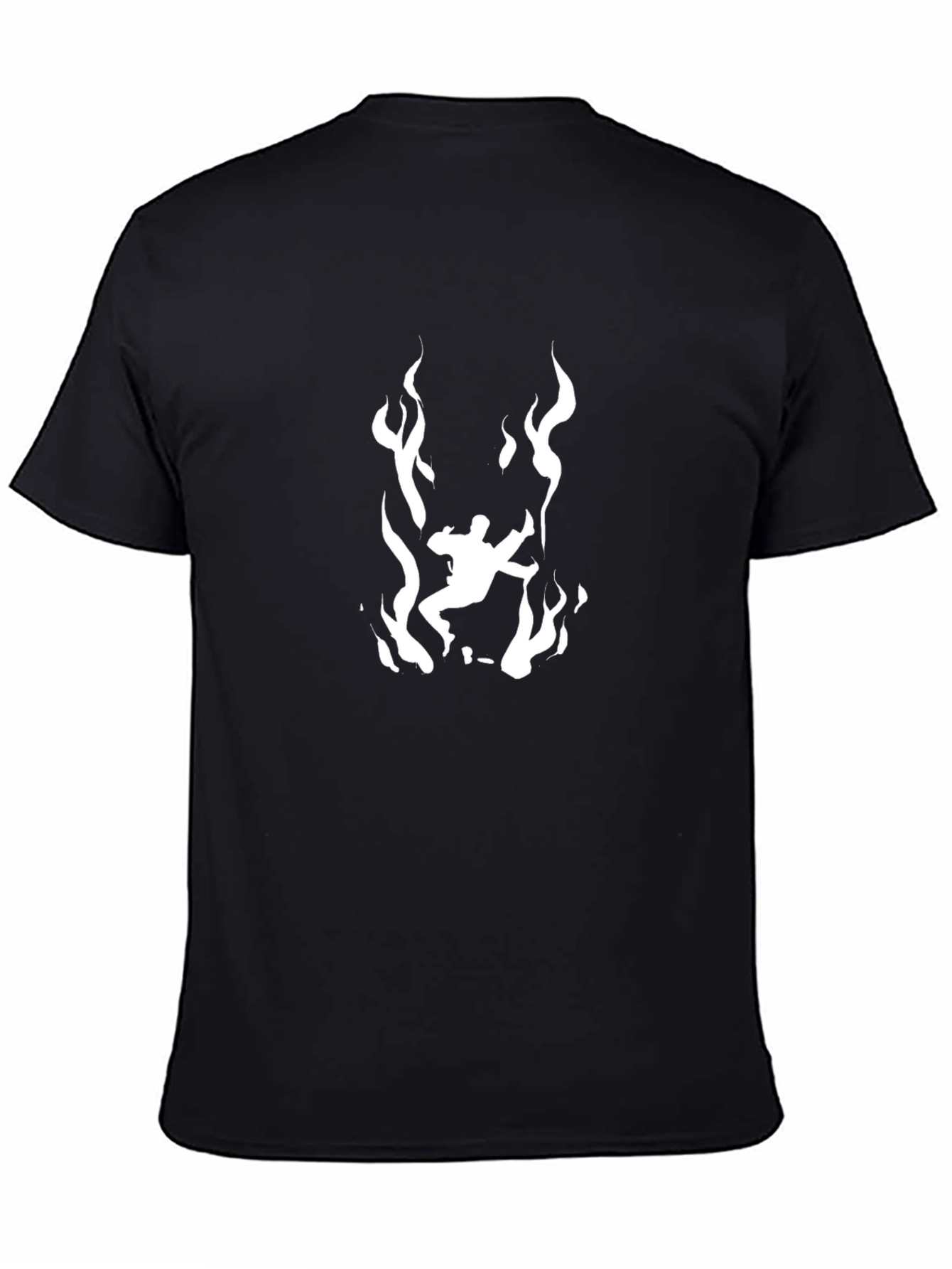 Fiery Silhouette Graphic Tee - Black Cotton T-Shirt