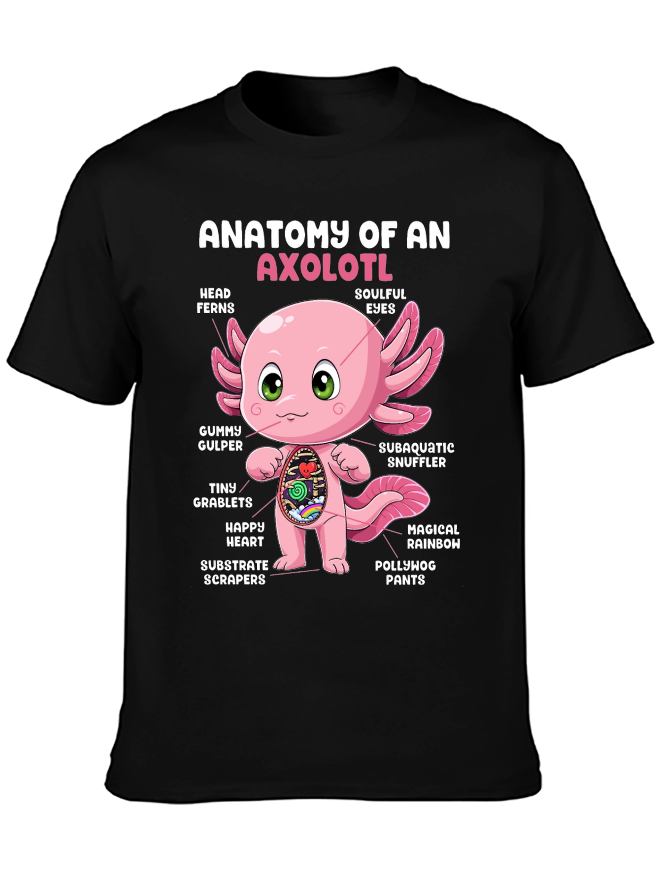 Anatomy of an Axolotl Black T-Shirt