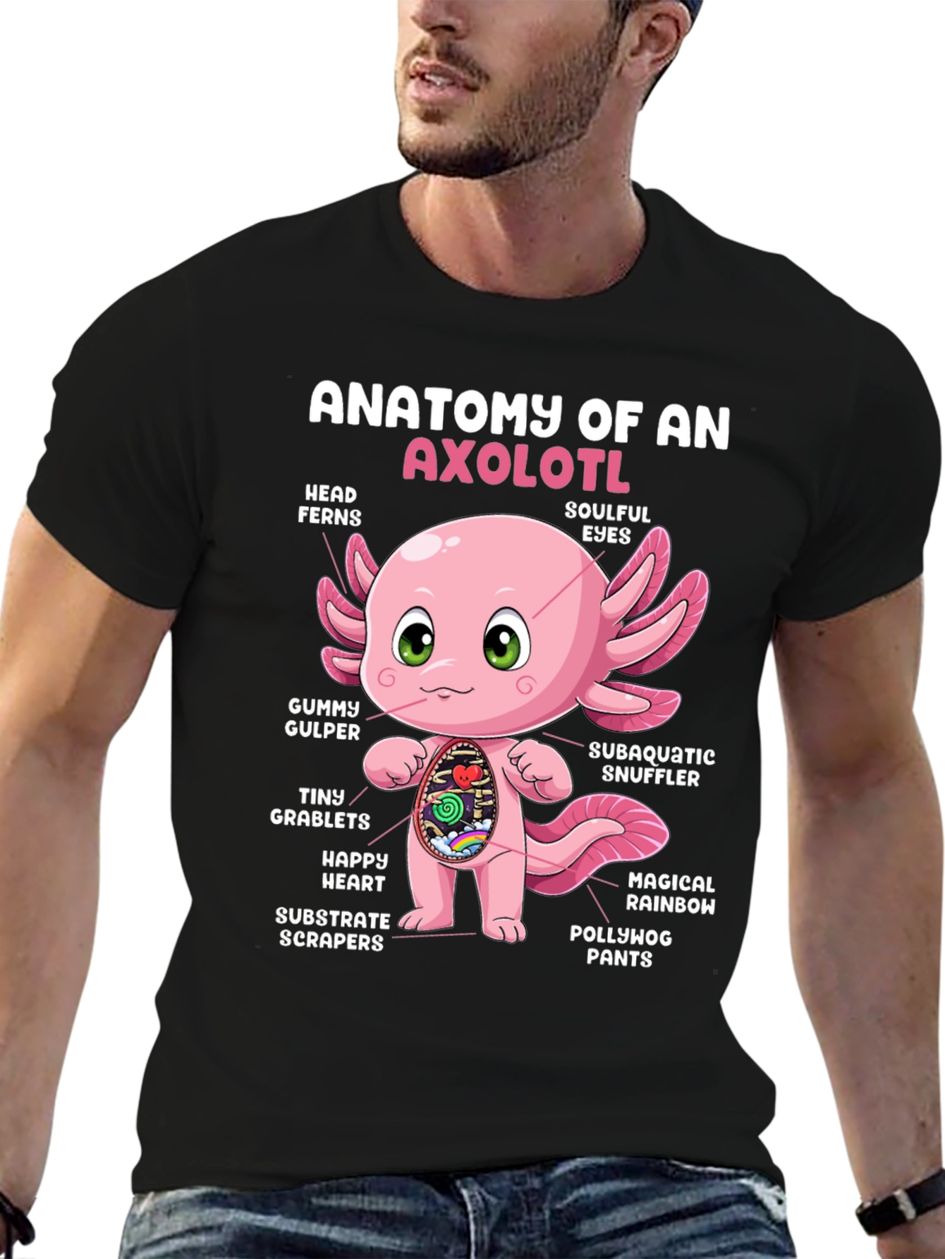 Anatomy of an Axolotl Black T-Shirt