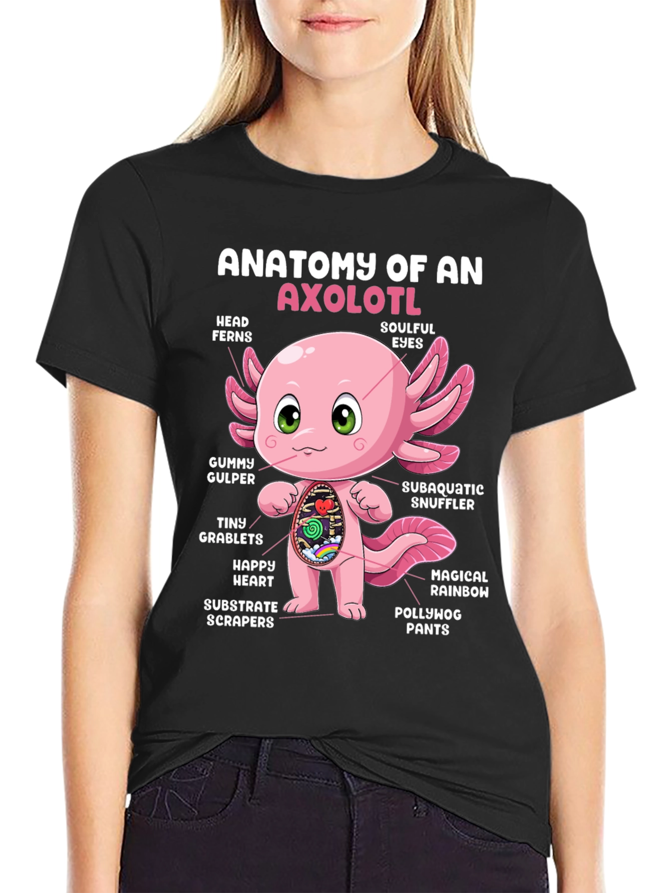 Anatomy of an Axolotl Black T-Shirt