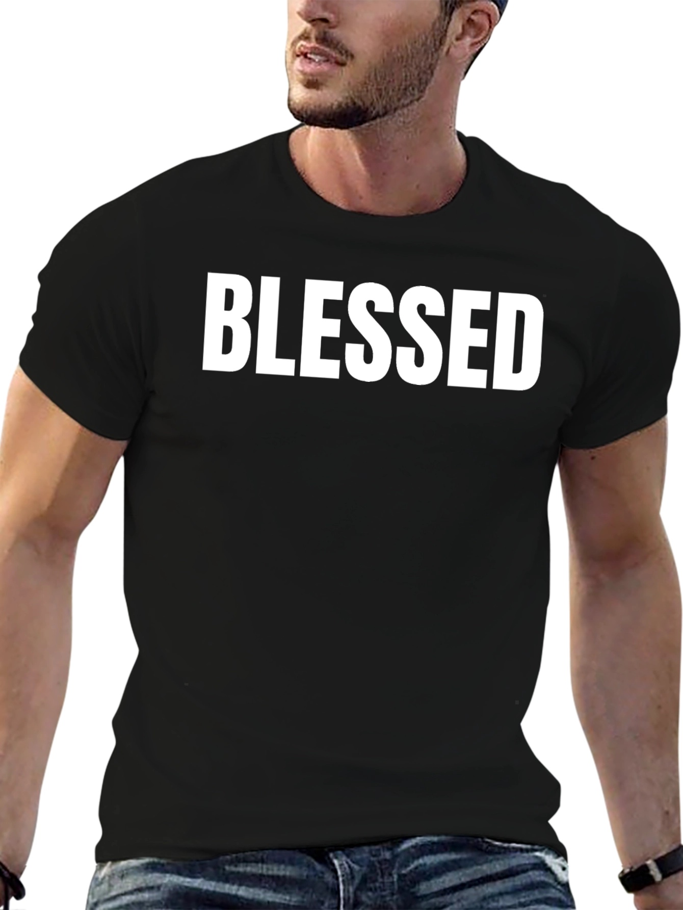 Blessed Graphic Print Black T-Shirt