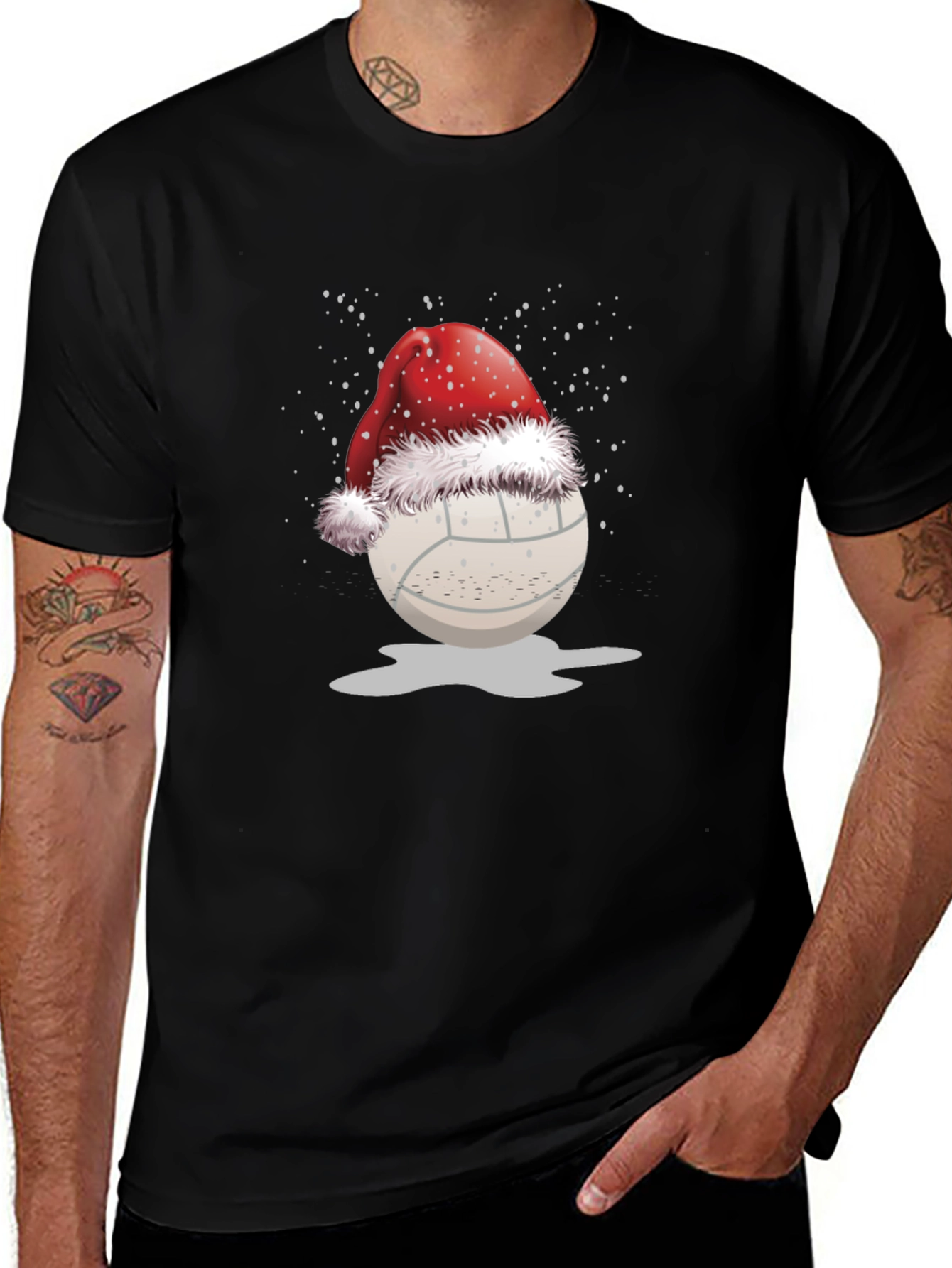Volleyball Santa Hat Graphic Tee