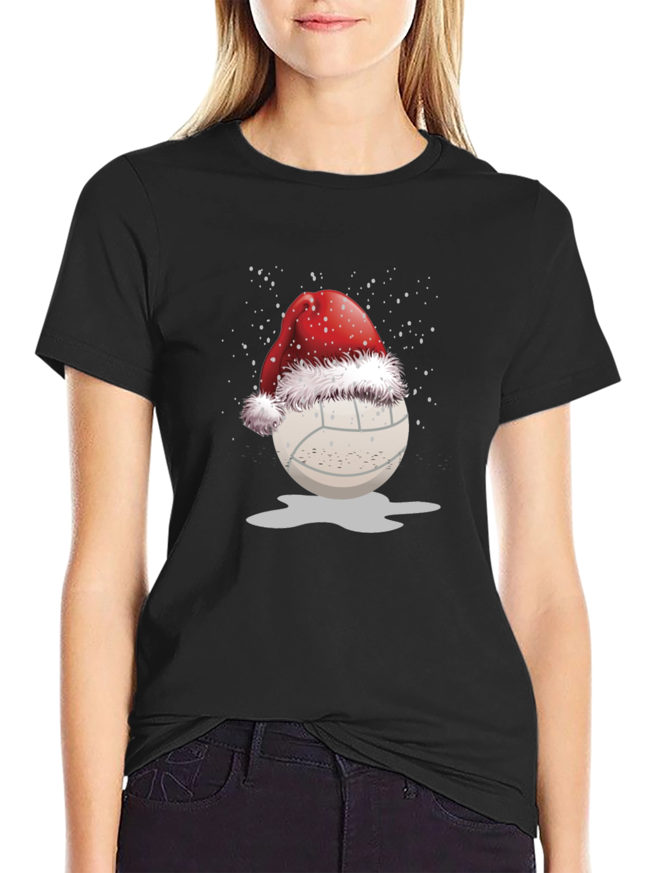 Volleyball Santa Hat Graphic Tee
