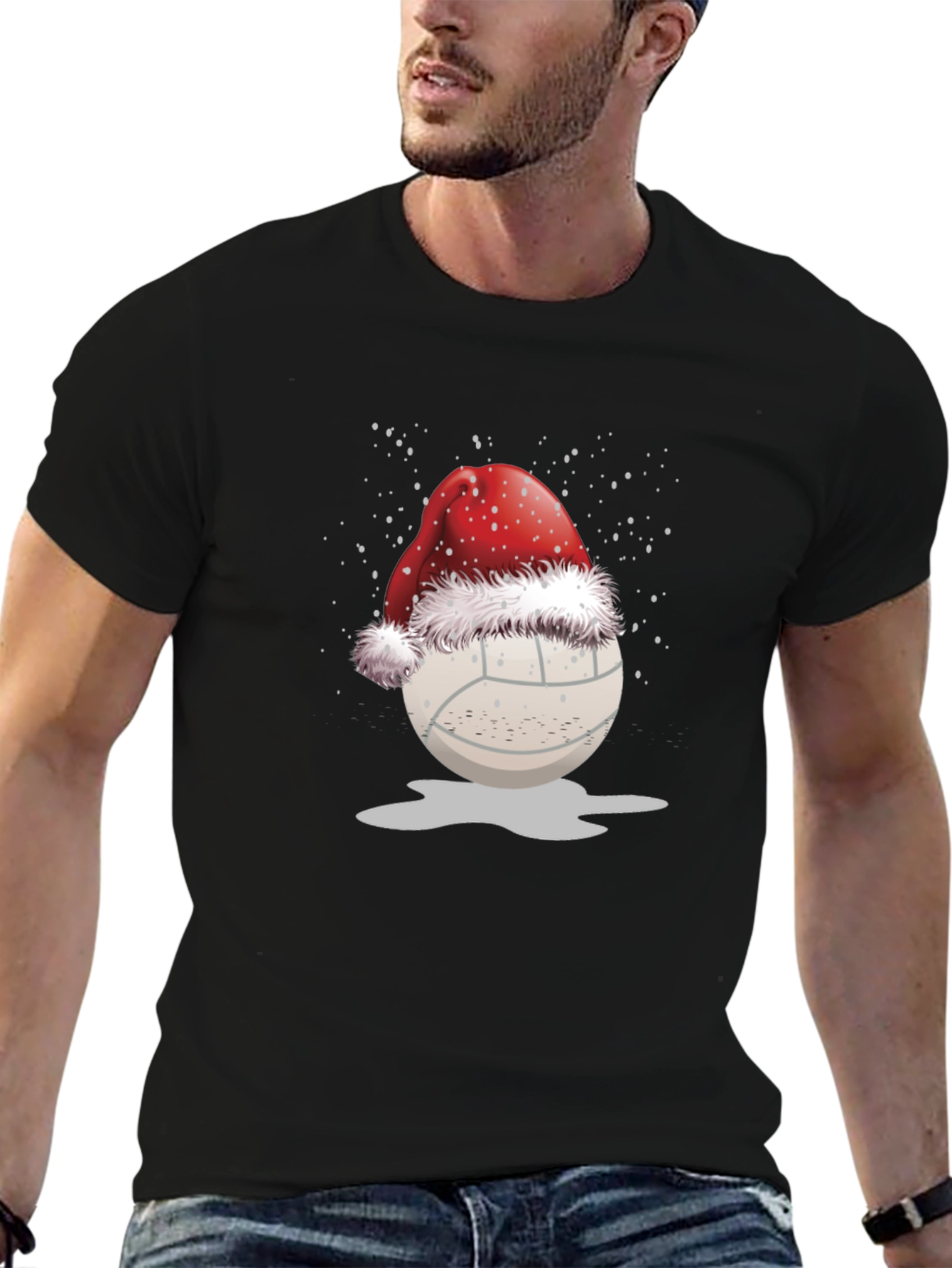 Volleyball Santa Hat Graphic Tee