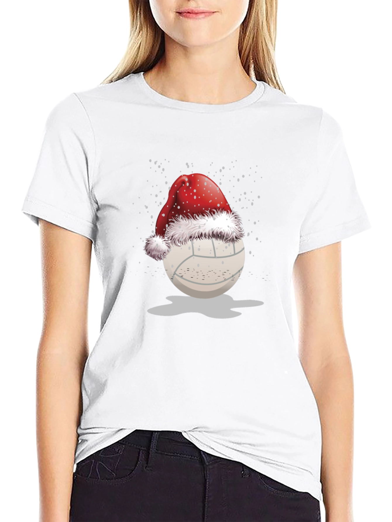 Volleyball Santa Hat Graphic Tee