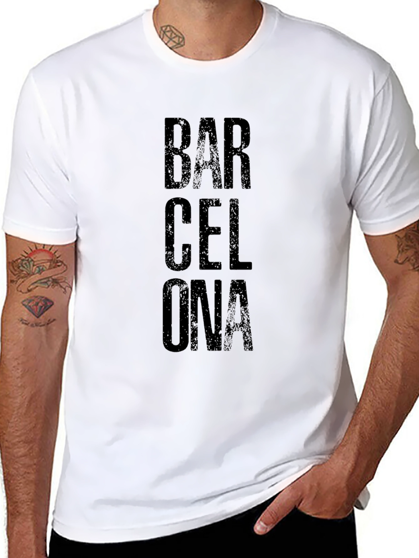 Barcelona Graphic Print Mens Black T-Shirt