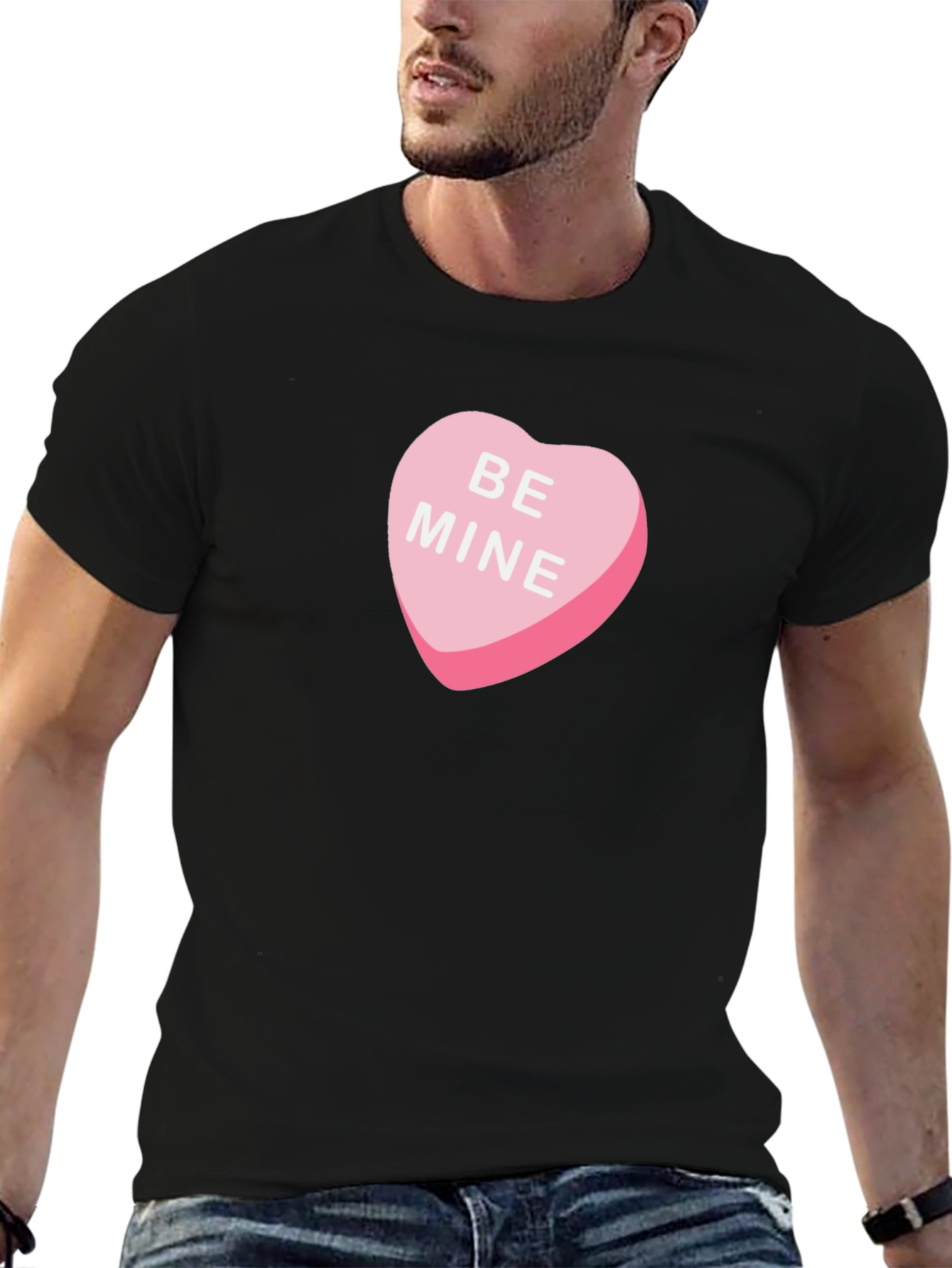 Be Mine Candy Heart Graphic Tee - Black