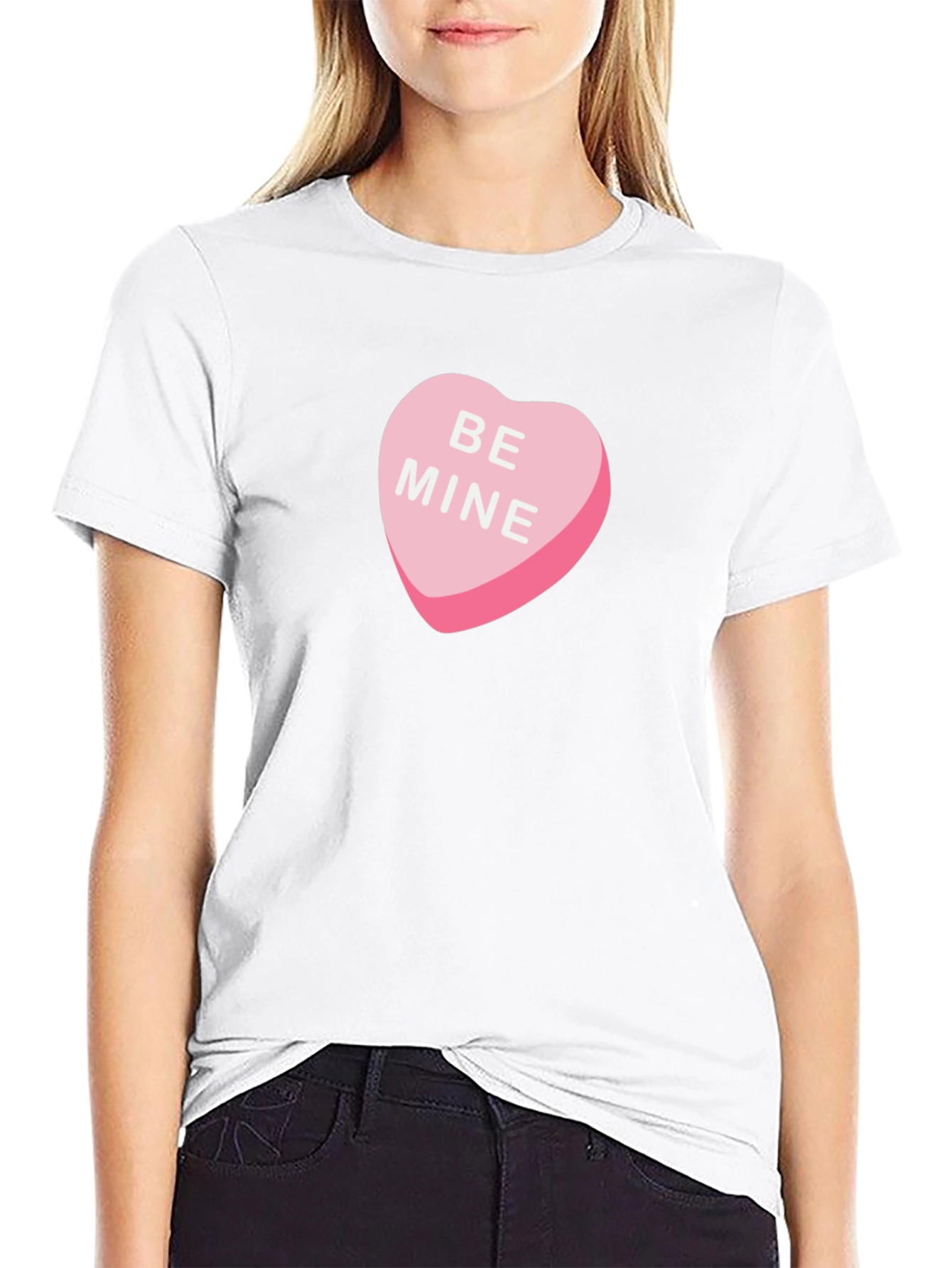 Be Mine Candy Heart Graphic Tee - Black