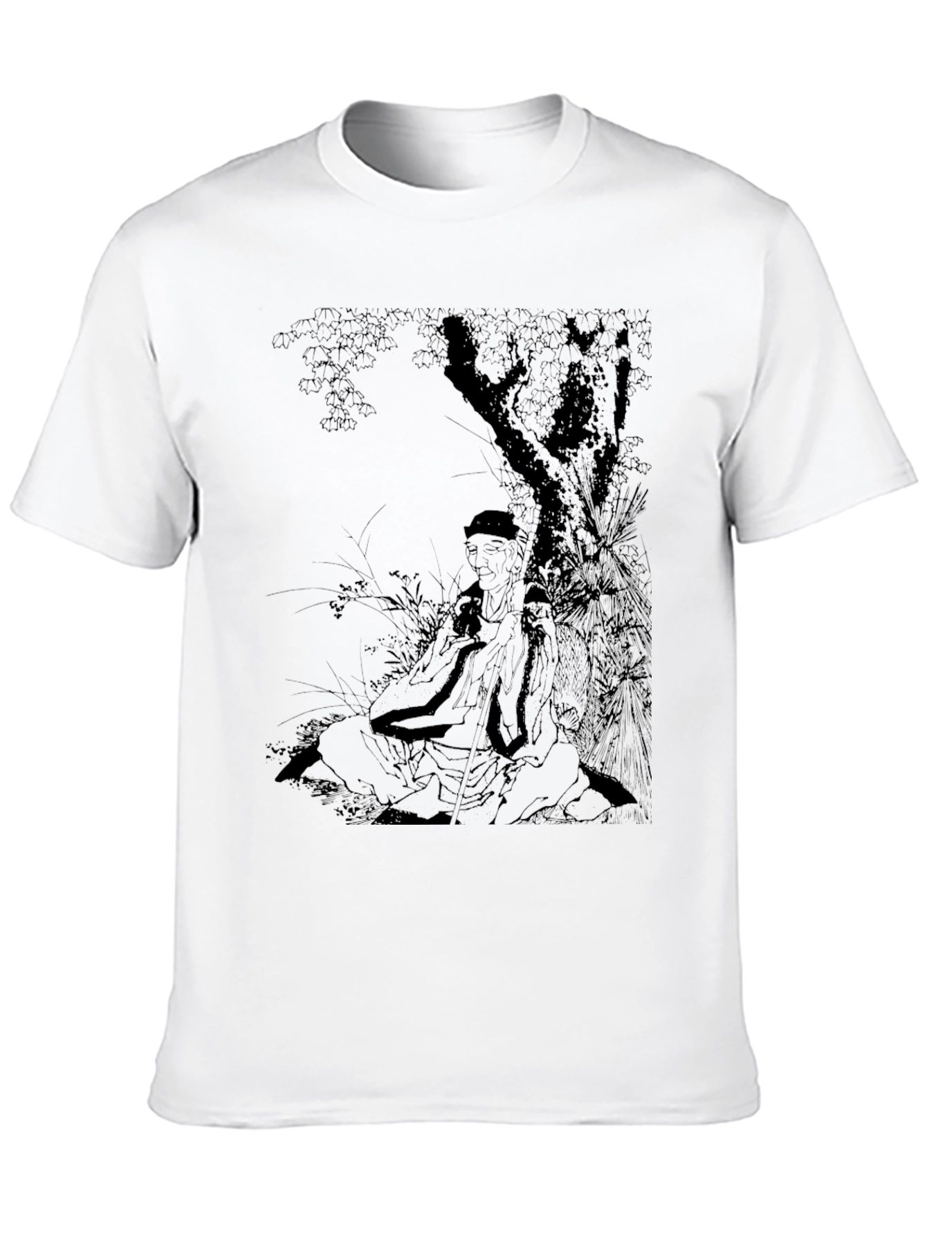 Black Tee with Asian Art Design