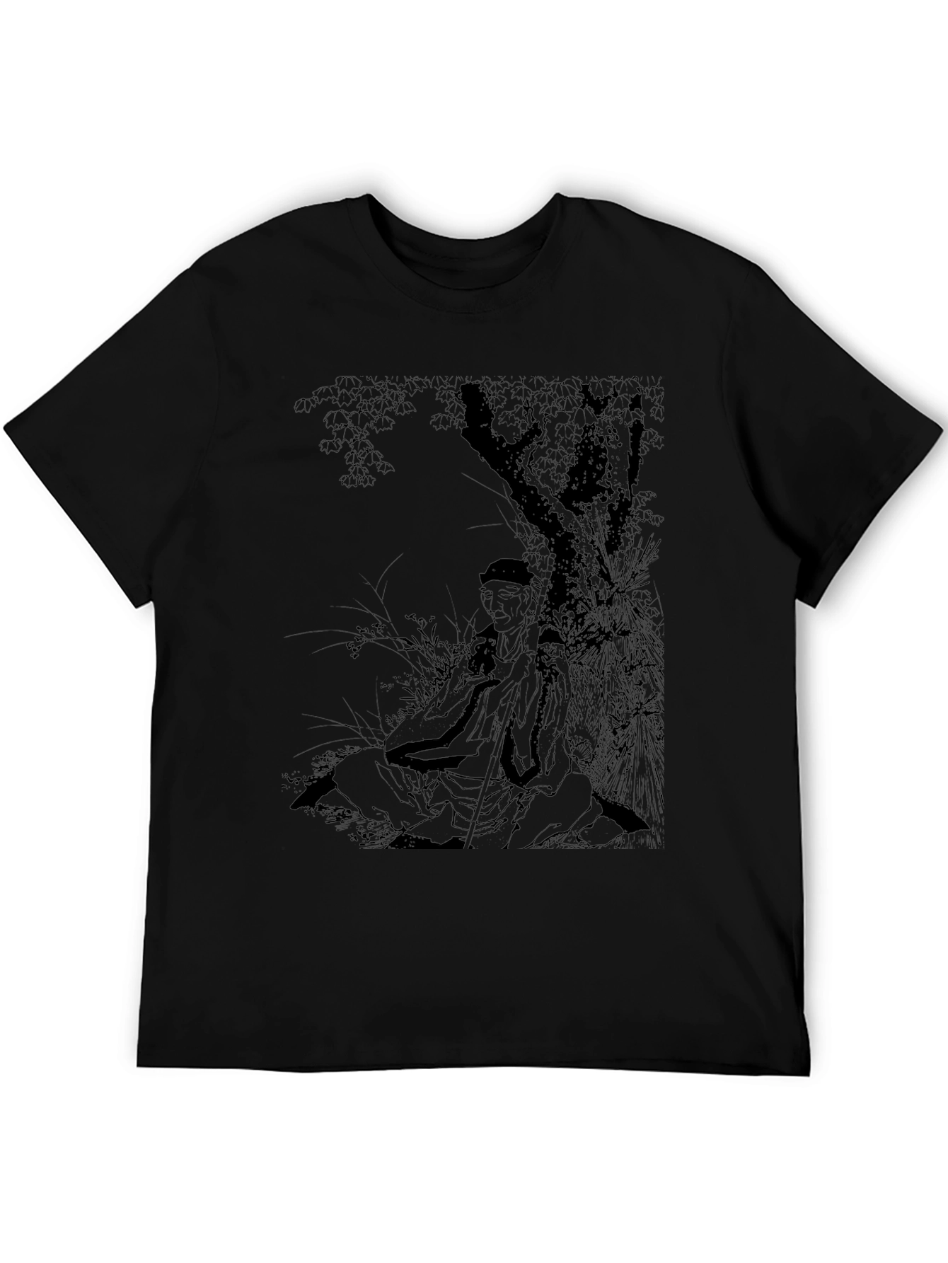 Black Tee with Asian Art Design