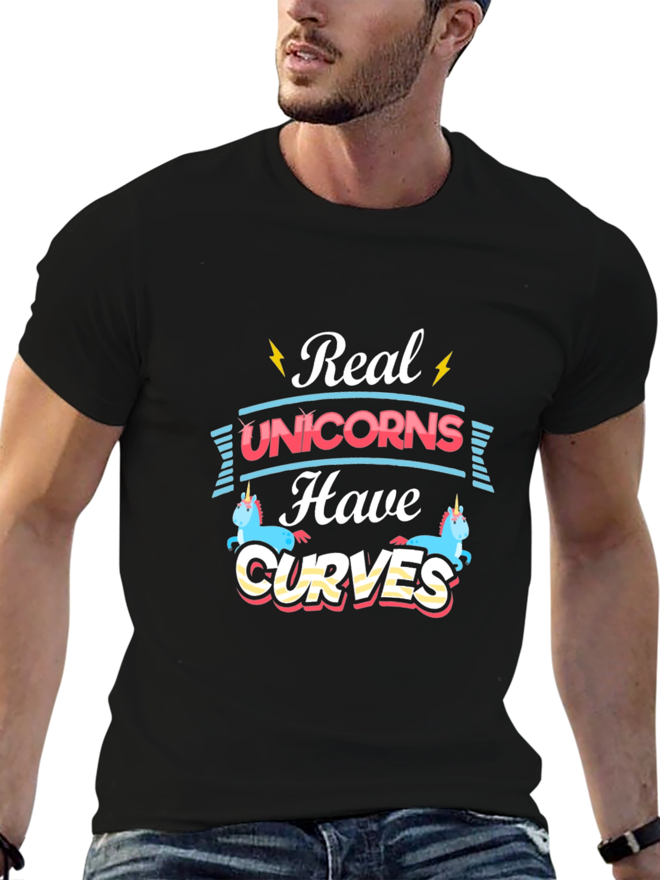 Real Unicorns Have Curves Graphic Tee
