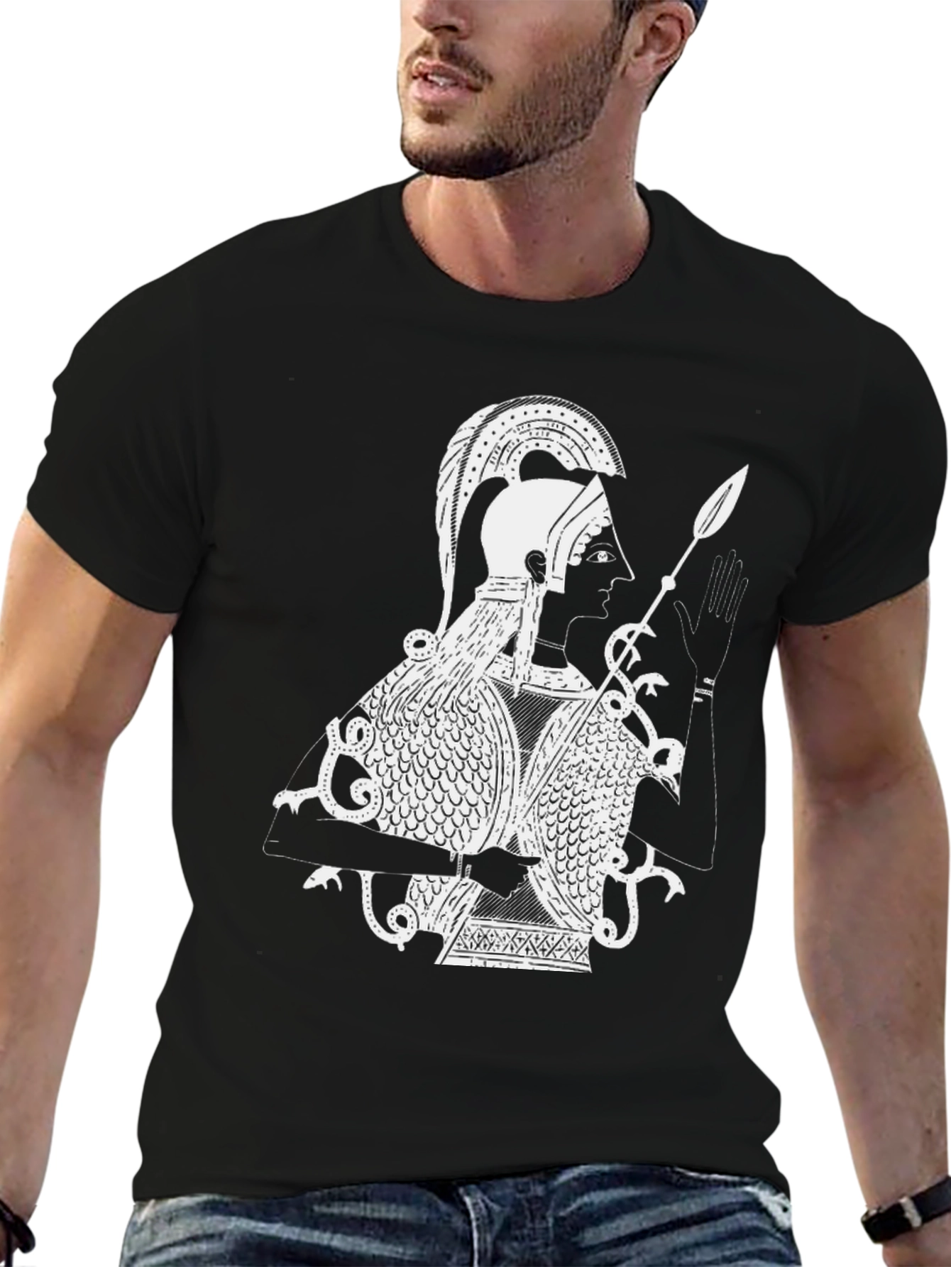 Warrior Graphic Tee - Black Cotton T-Shirt