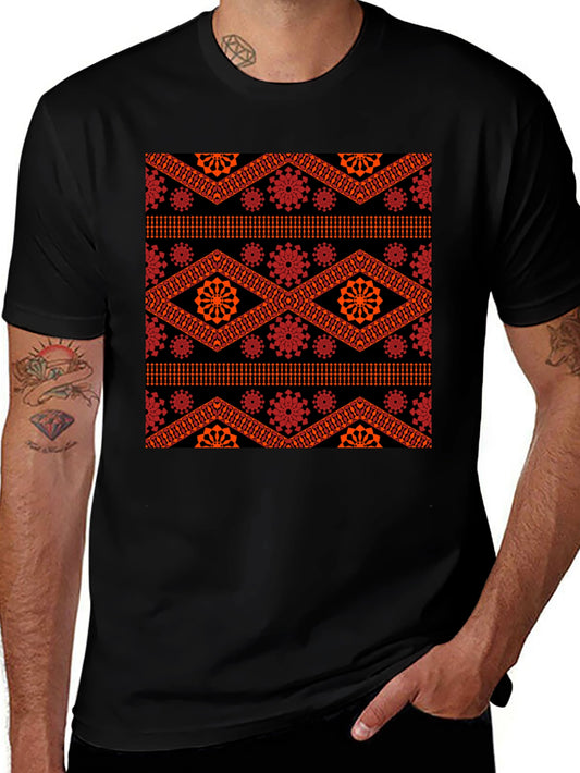 Patterned Black T-Shirt