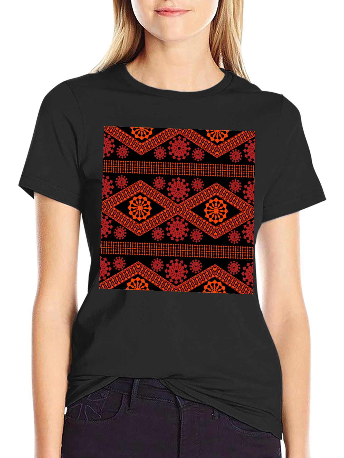 Patterned Black T-Shirt