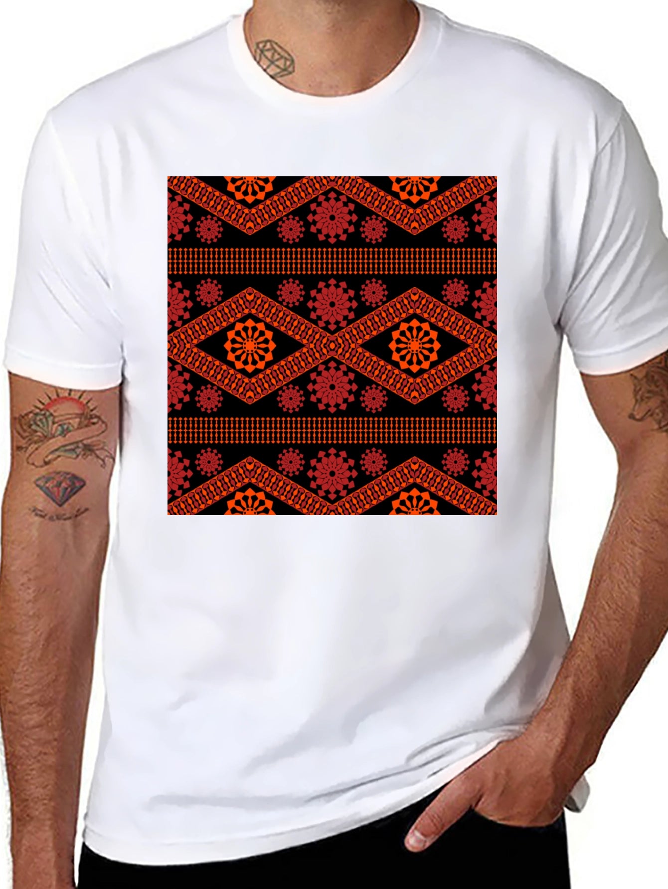 Patterned Black T-Shirt