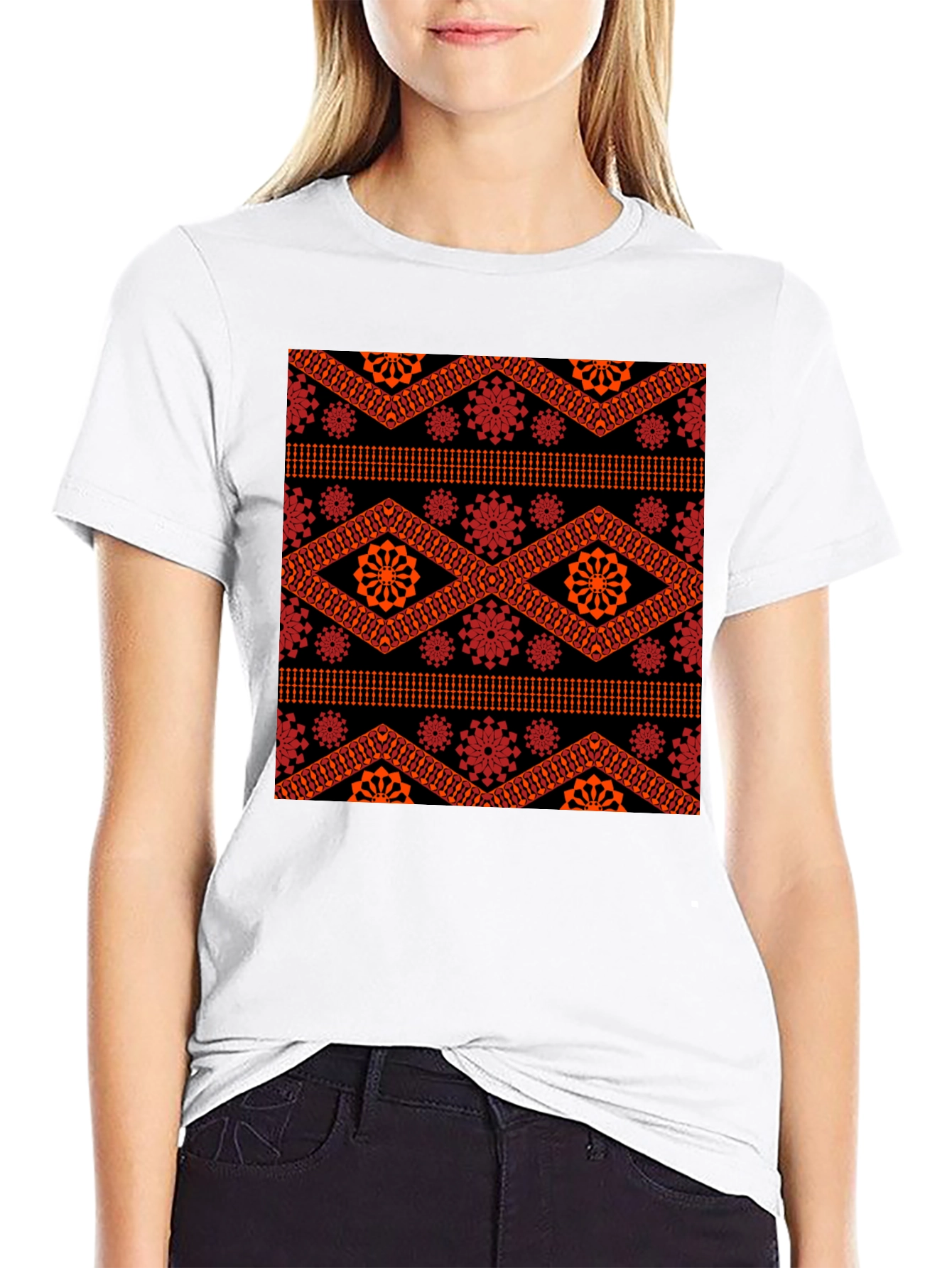 Patterned Black T-Shirt