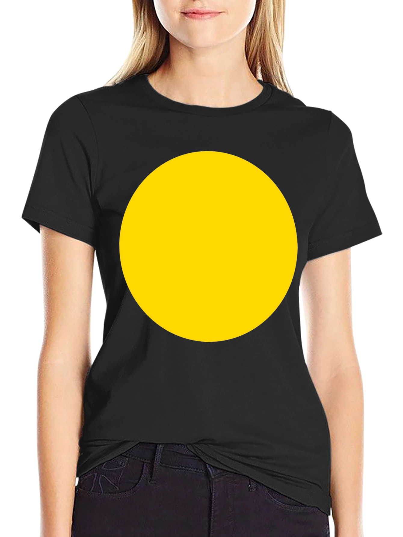 Bold Yellow Circle Black T-Shirt