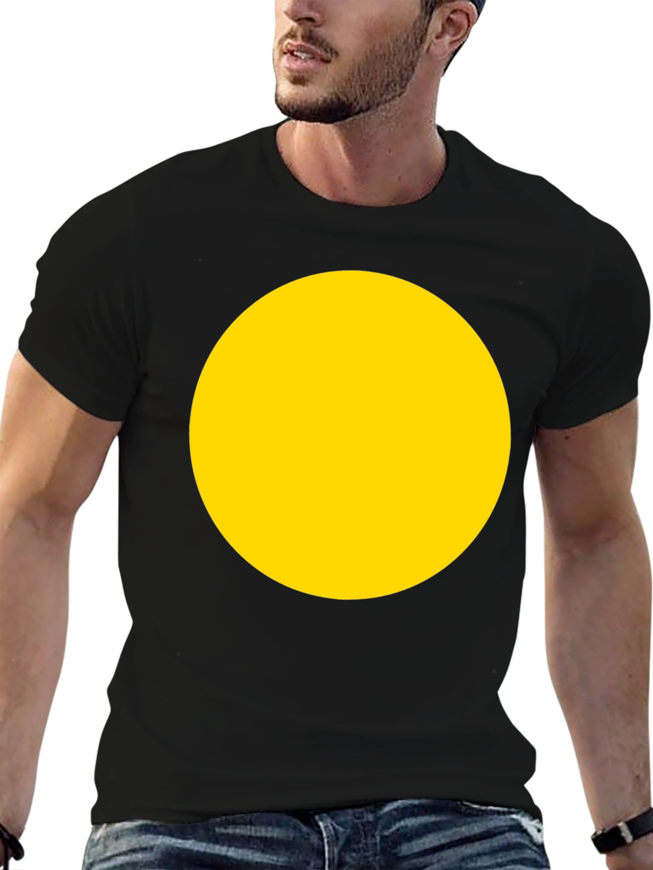 Bold Yellow Circle Black T-Shirt