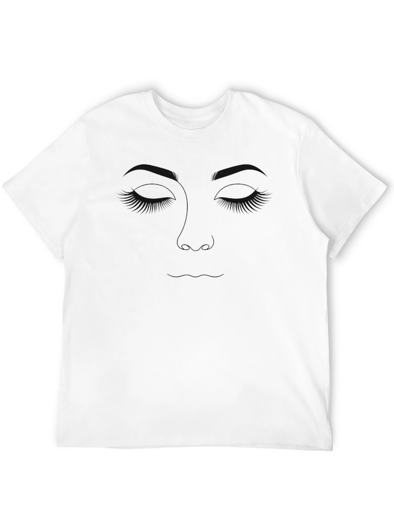 Minimalist Face Line Art Black T-Shirt