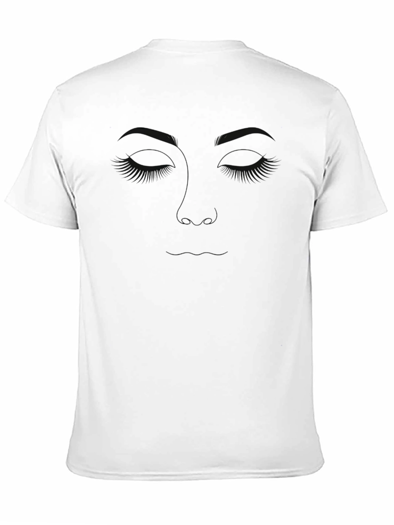 Minimalist Face Line Art Black T-Shirt