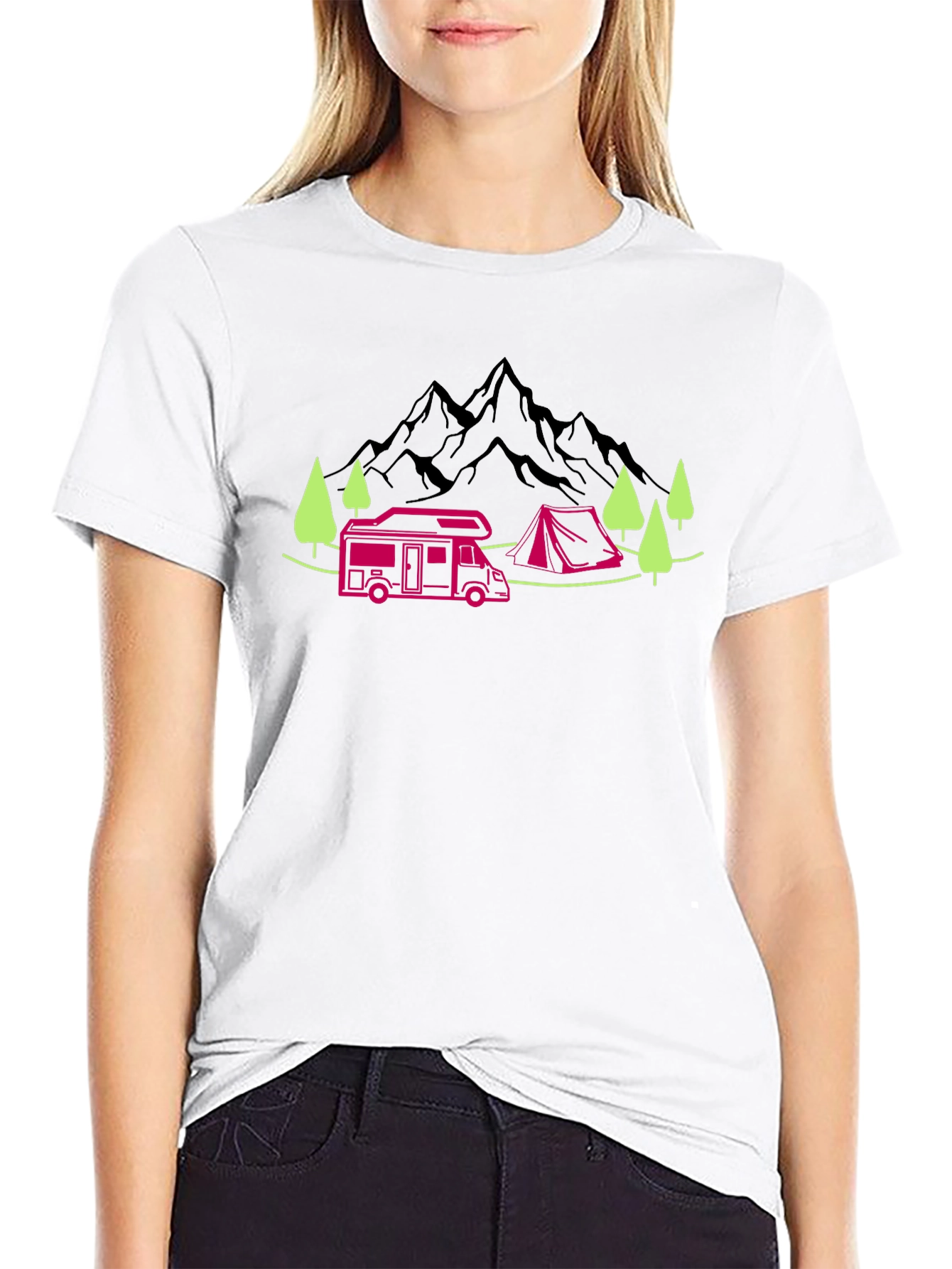 Camping Adventure Graphic Tee - Black