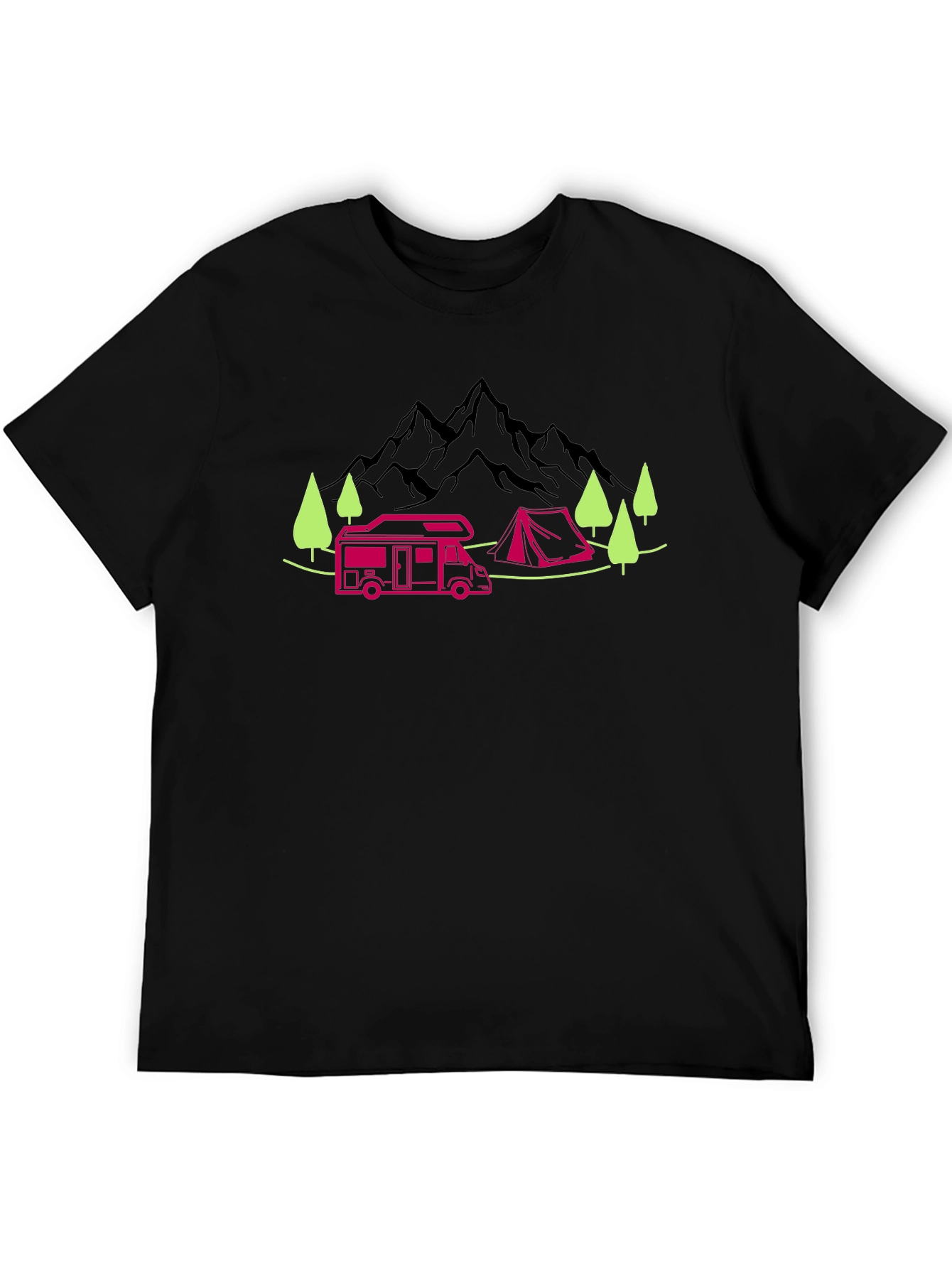 Camping Adventure Graphic Tee - Black