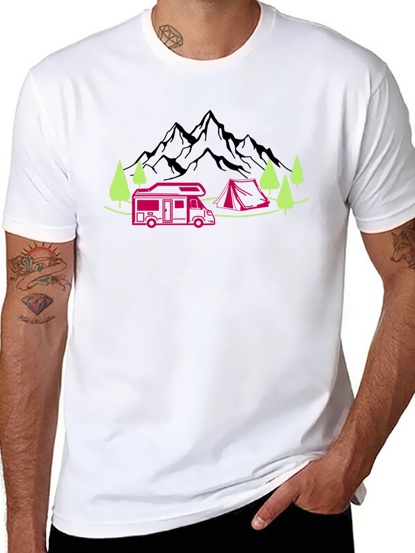 Camping Adventure Graphic Tee - Black