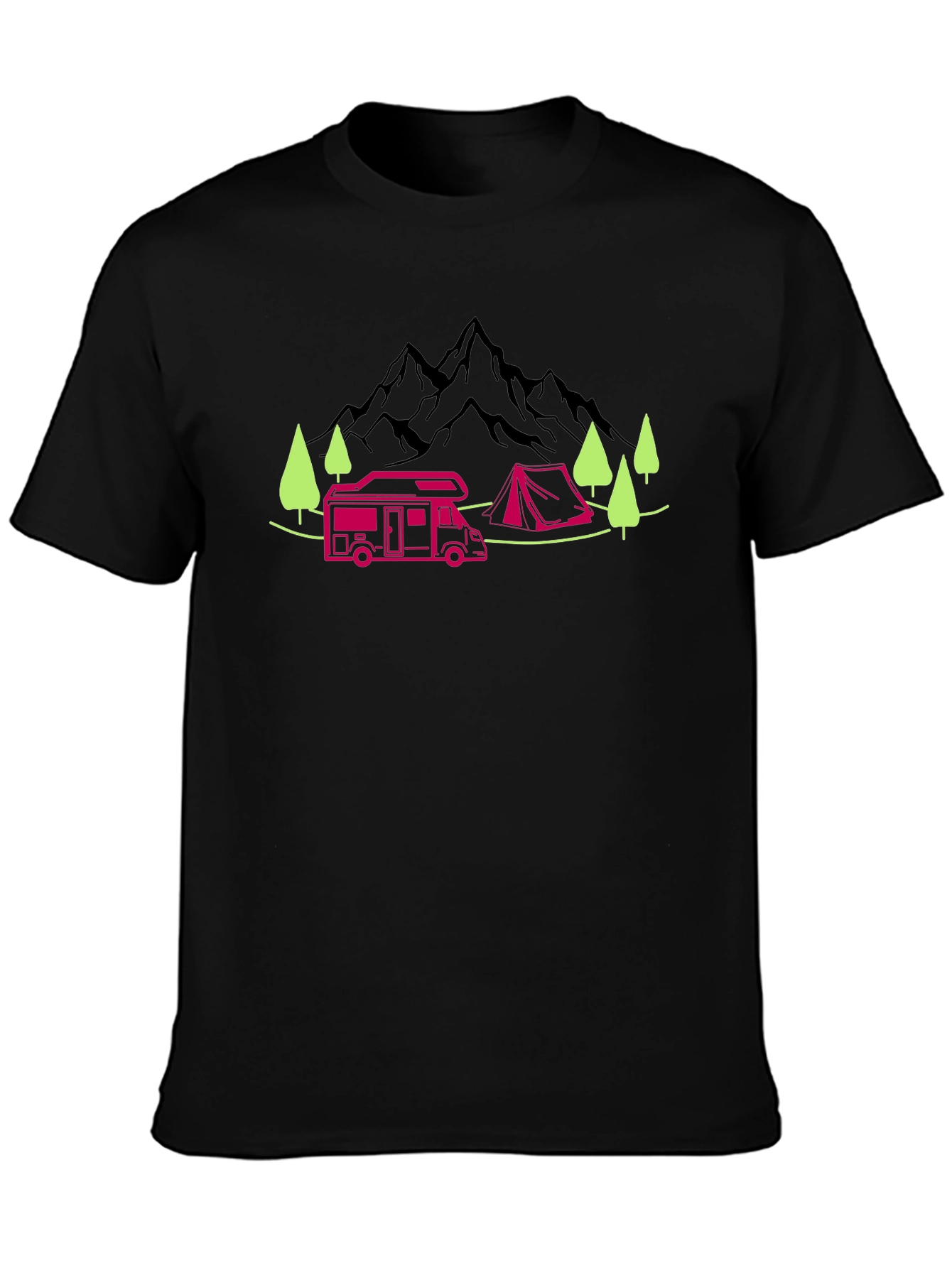 Camping Adventure Graphic Tee - Black