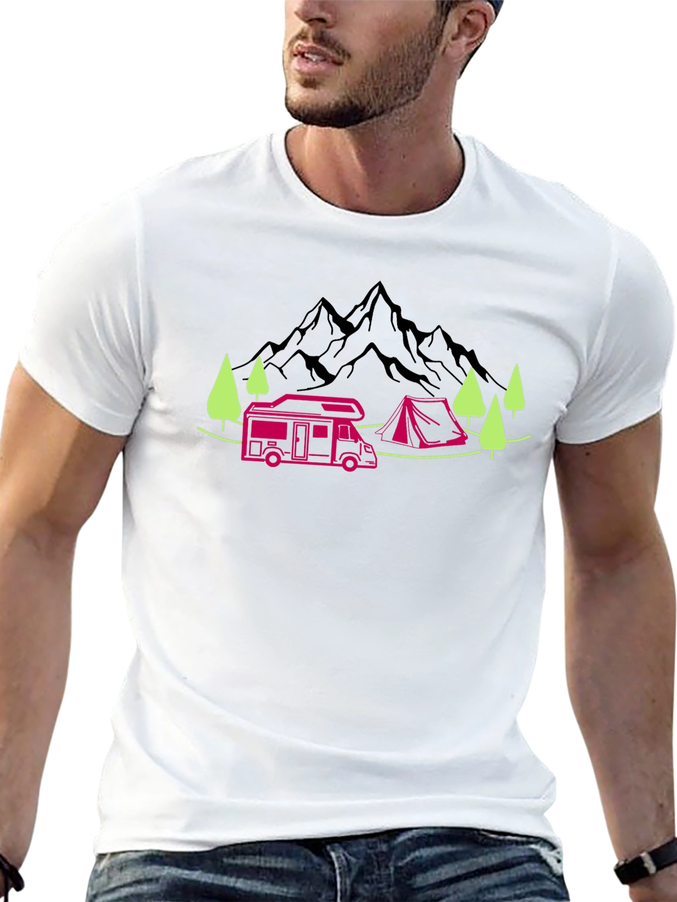 Camping Adventure Graphic Tee - Black
