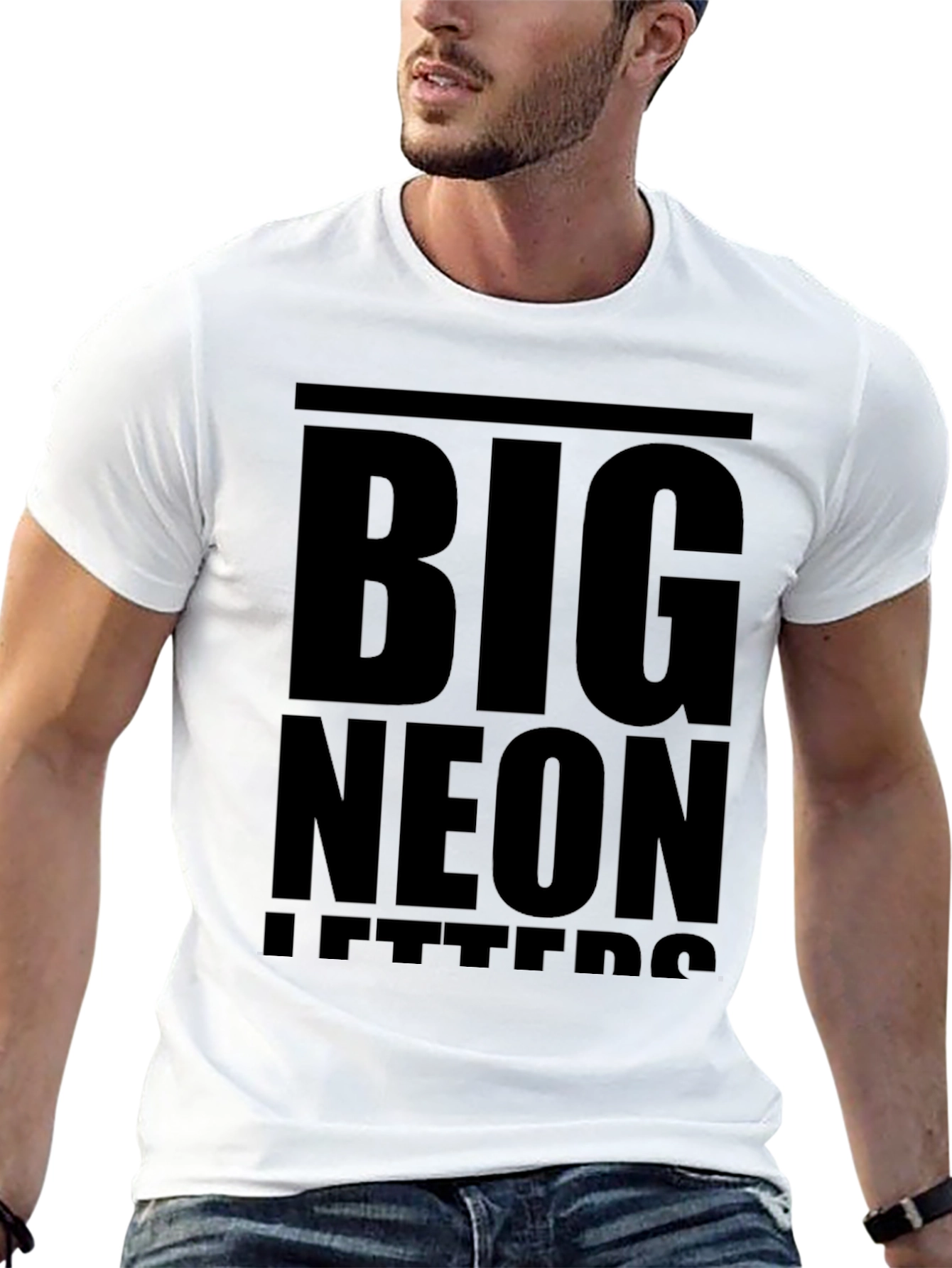 Bold Statement T-Shirt: Big Neon Letters Design