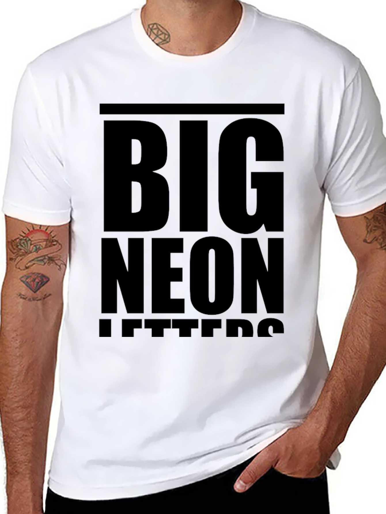 Bold Statement T-Shirt: Big Neon Letters Design