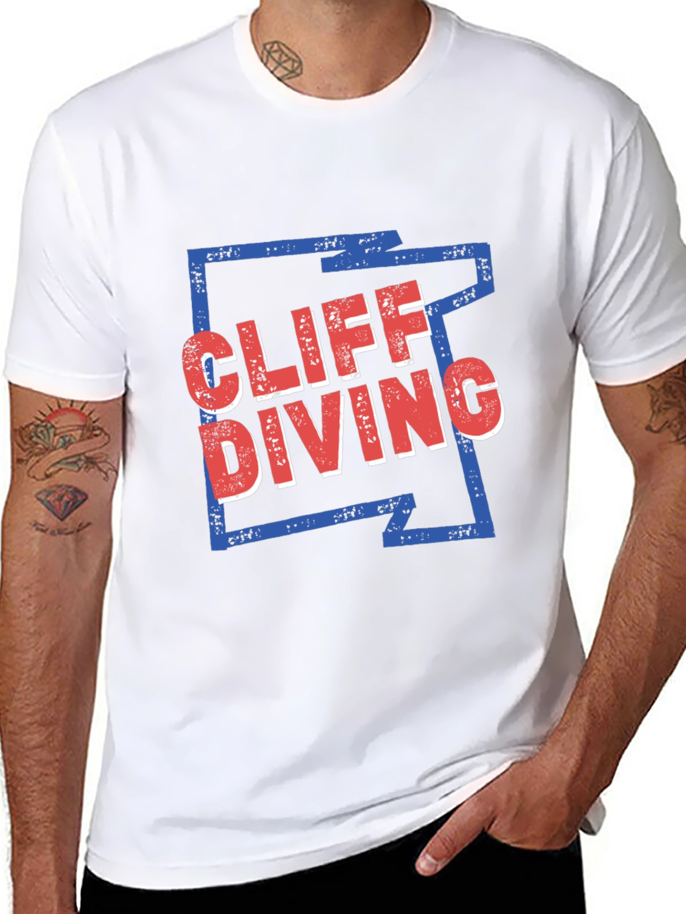 Cliff Diving Graphic Tee - Cool Design