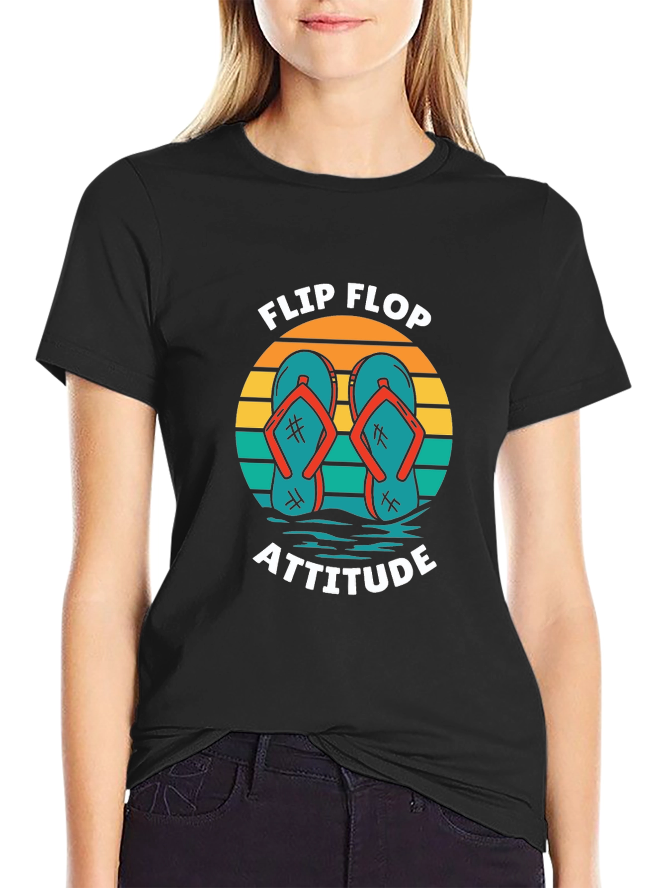 Flip Flop Attitude Graphic Tee - Black