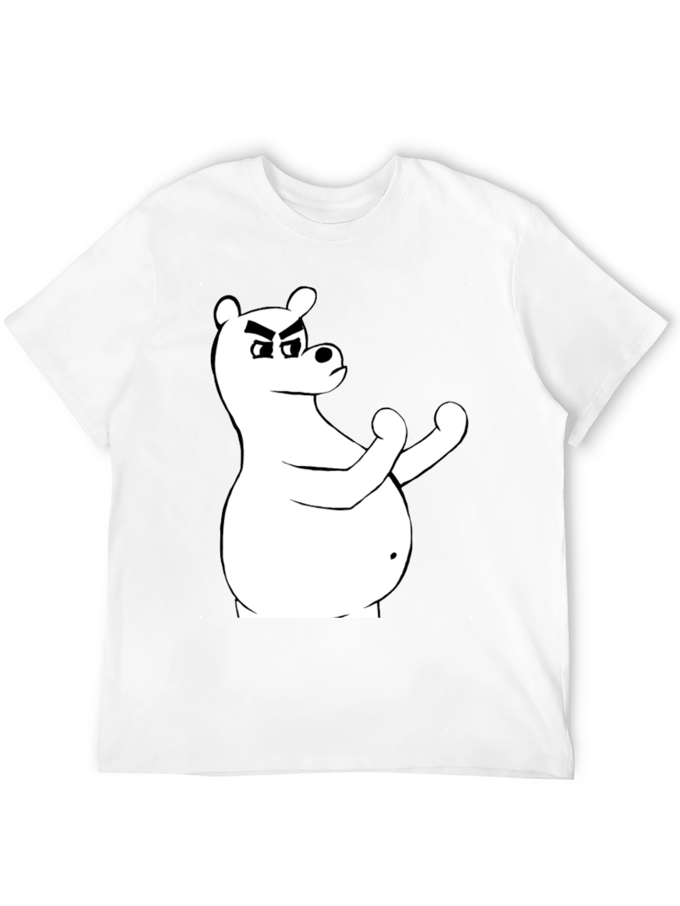 Black T-Shirt with Cartoon Bear Graphic