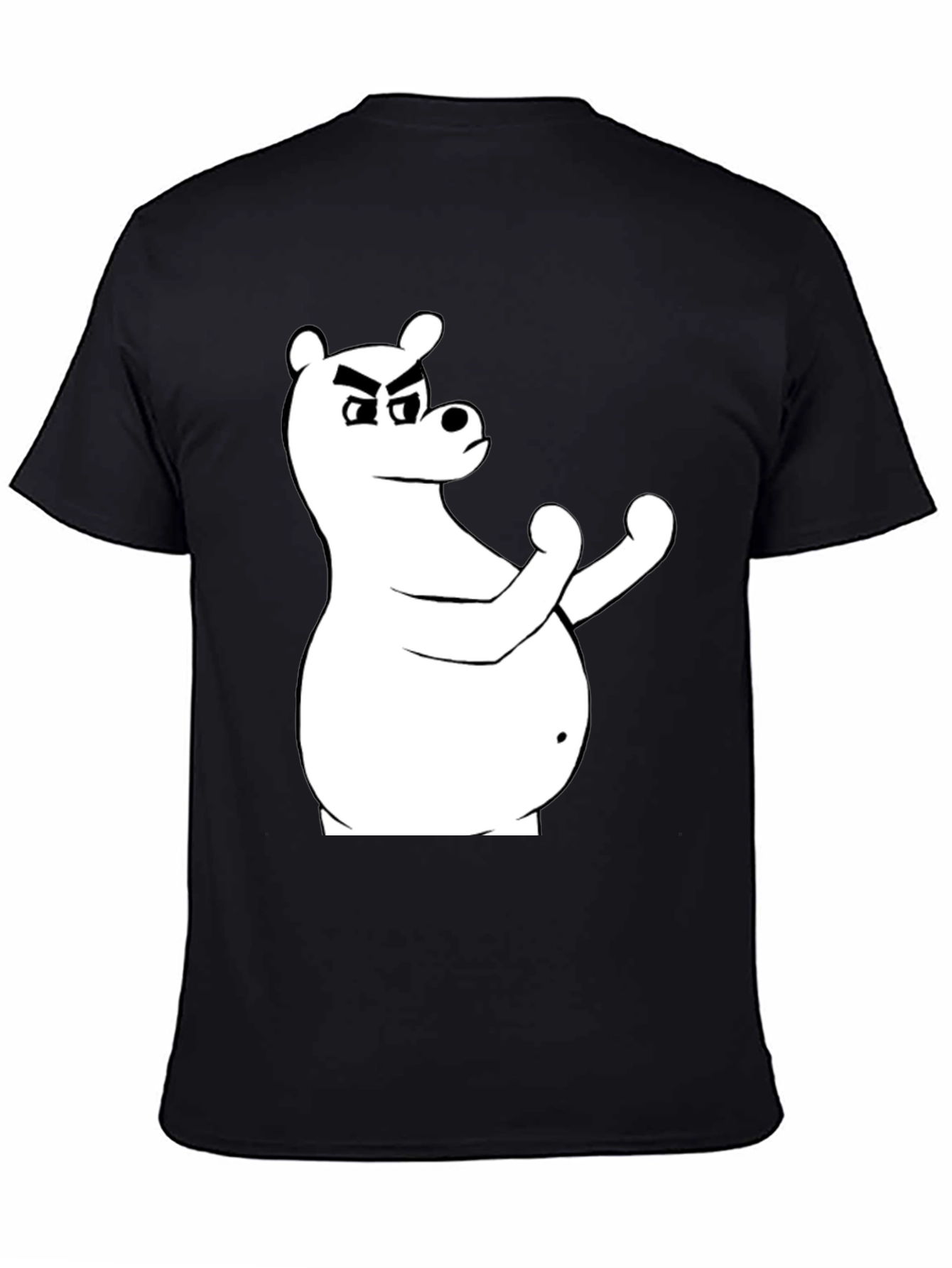 Black T-Shirt with Cartoon Bear Graphic