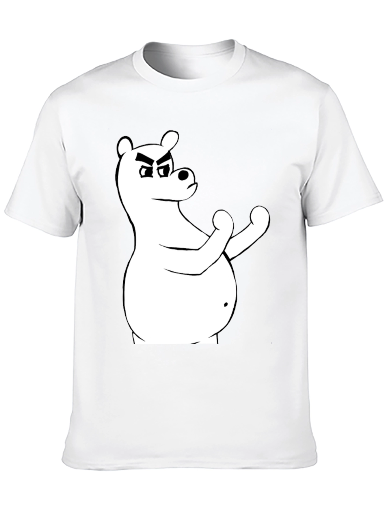 Black T-Shirt with Cartoon Bear Graphic