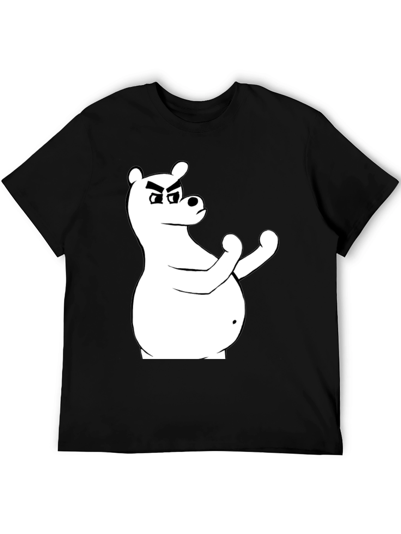 Black T-Shirt with Cartoon Bear Graphic
