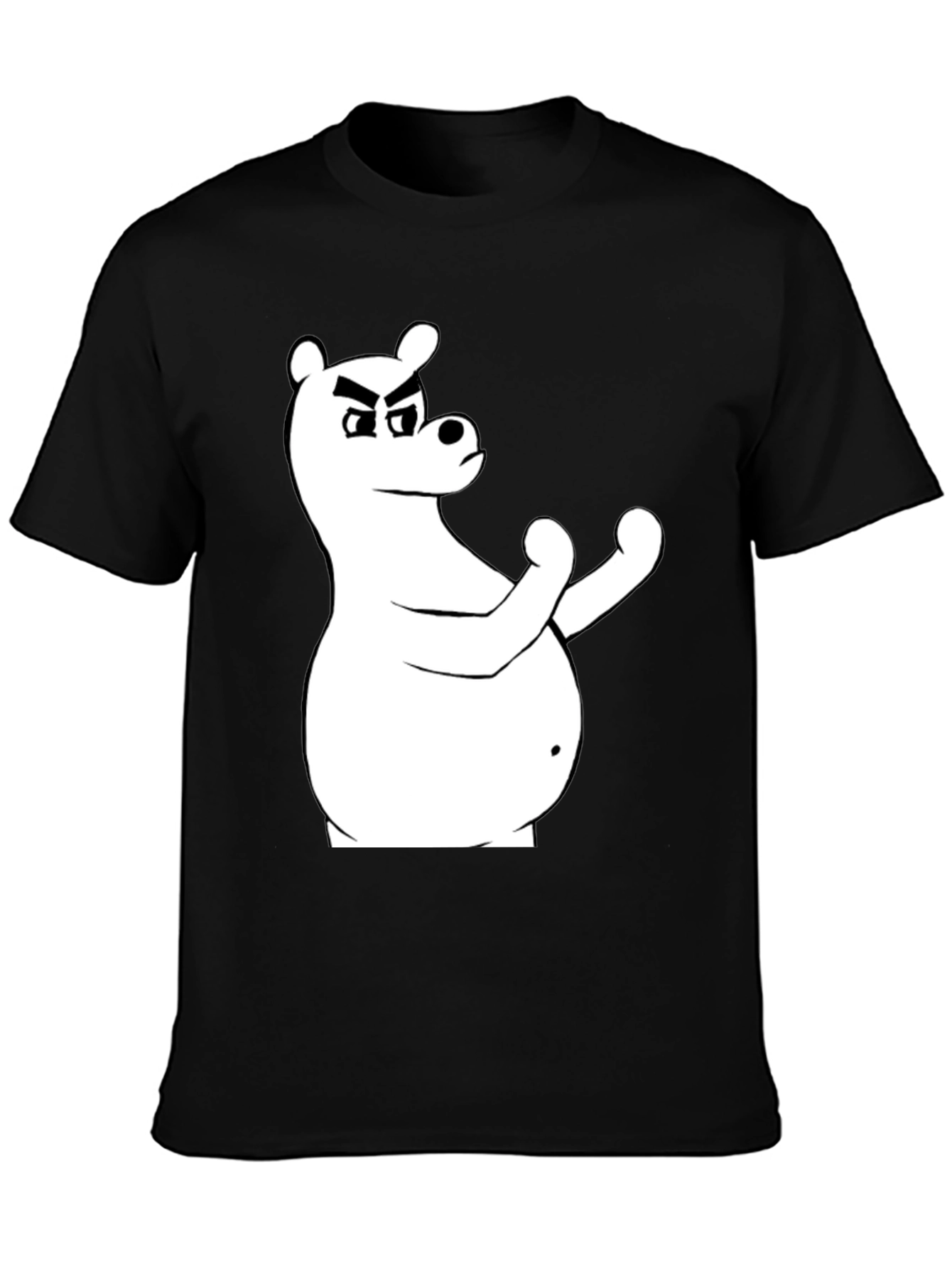 Black T-Shirt with Cartoon Bear Graphic