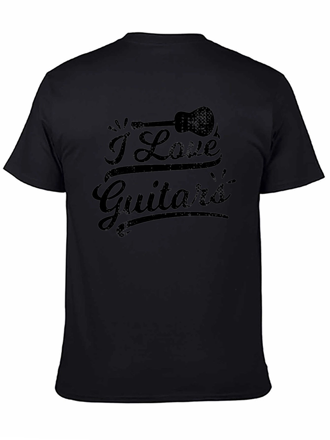 I Love Guitars Graphic Tee - Black Cotton T-Shirt